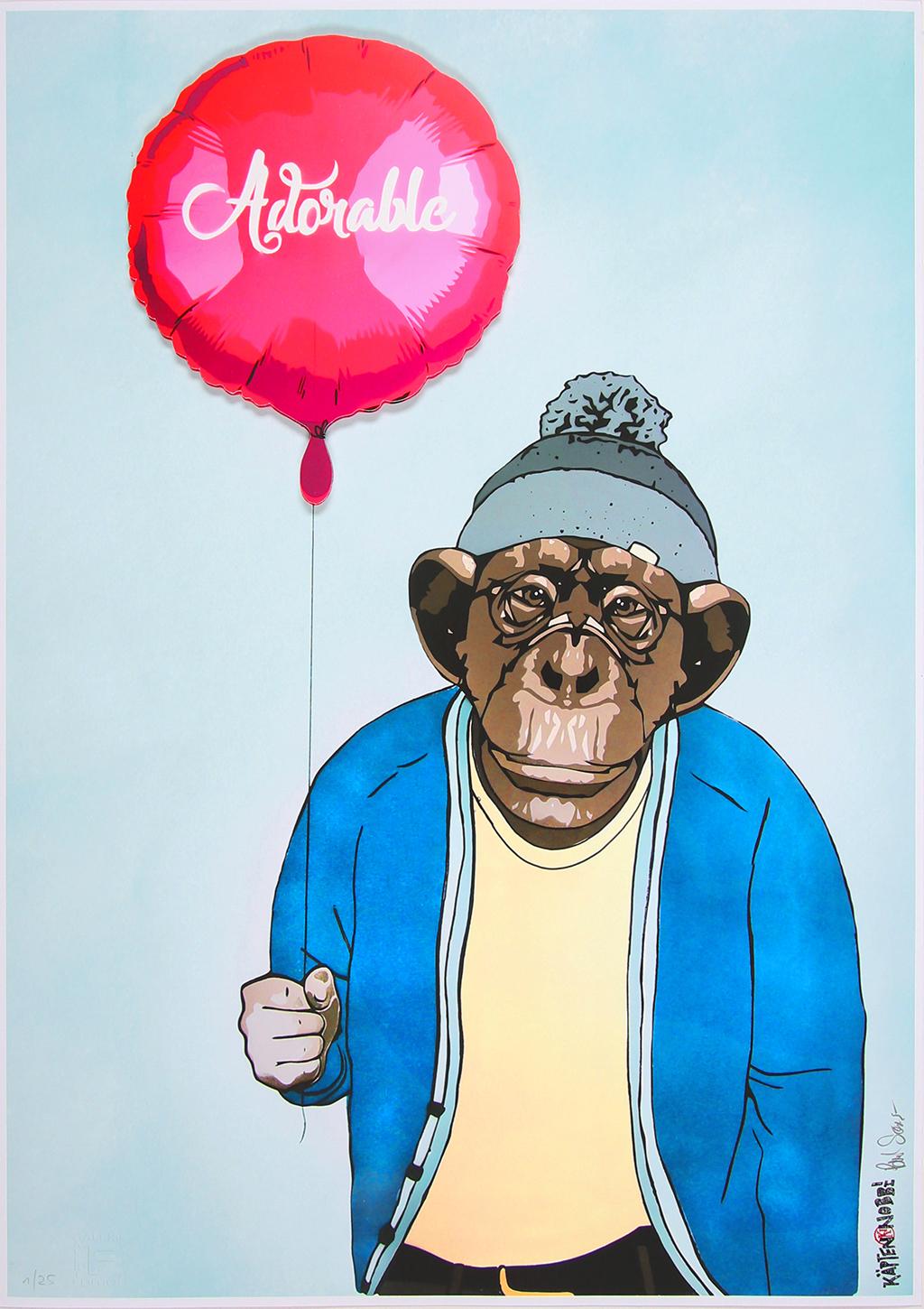 Captain Nobbi Animal Print - Adorable (Street Art, Pop Art, Ape, Primate, Chimpanzee)