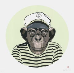 Captain Nobbi (Green, Street Art, Pop Art, Ape, Primate, Chimpanzee)