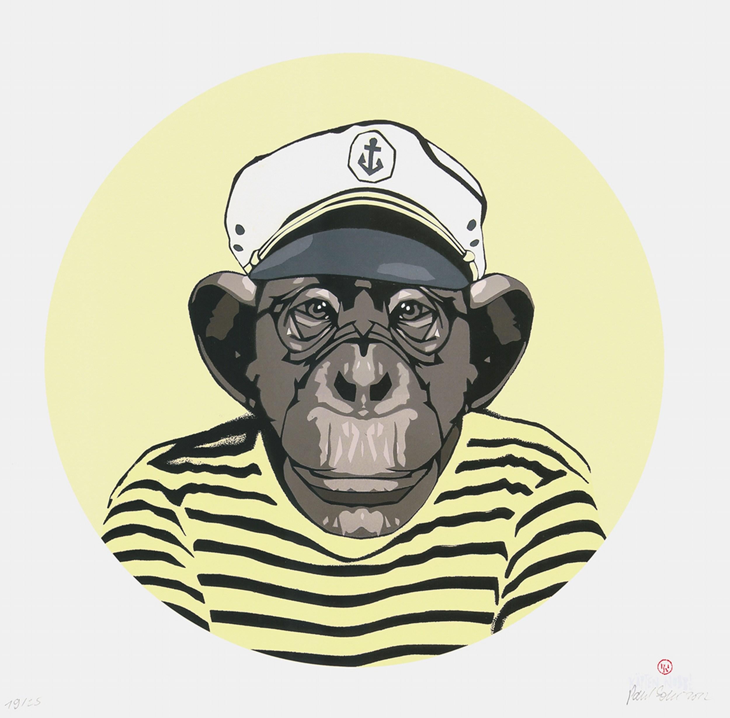 Le capitaine Nobbi (jaune, Street Art, Pop Art, Ape, Primate, Chimpanzee)