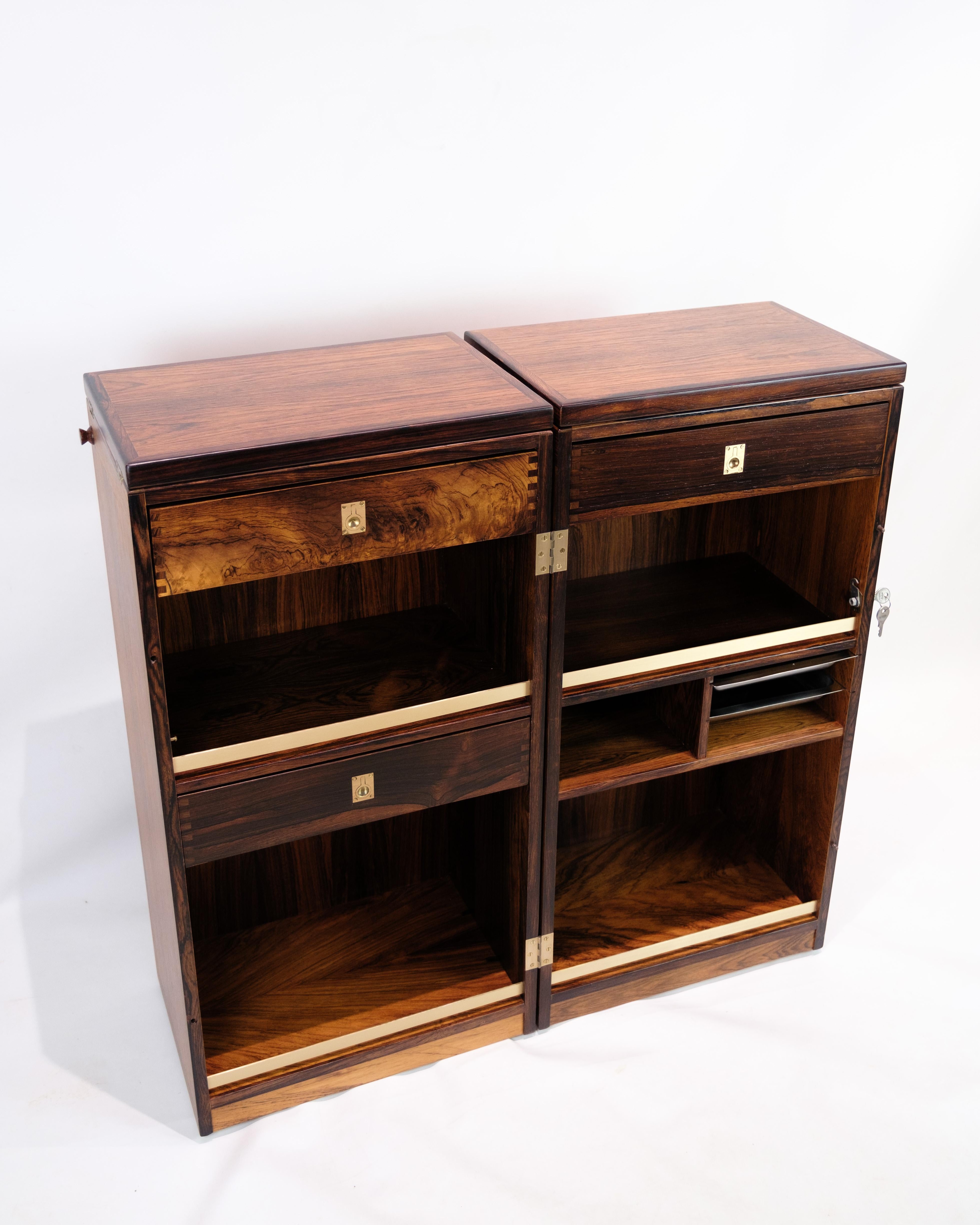 Captain´s Bar Made In Rosewood Mounted On Wheels By Dyrlund From 1960s For Sale 1
