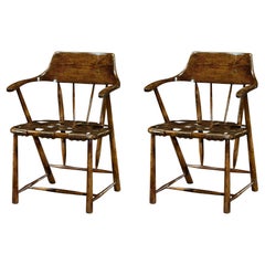 Fauteuil de capitaine - fini noyer (ensemble de 2)