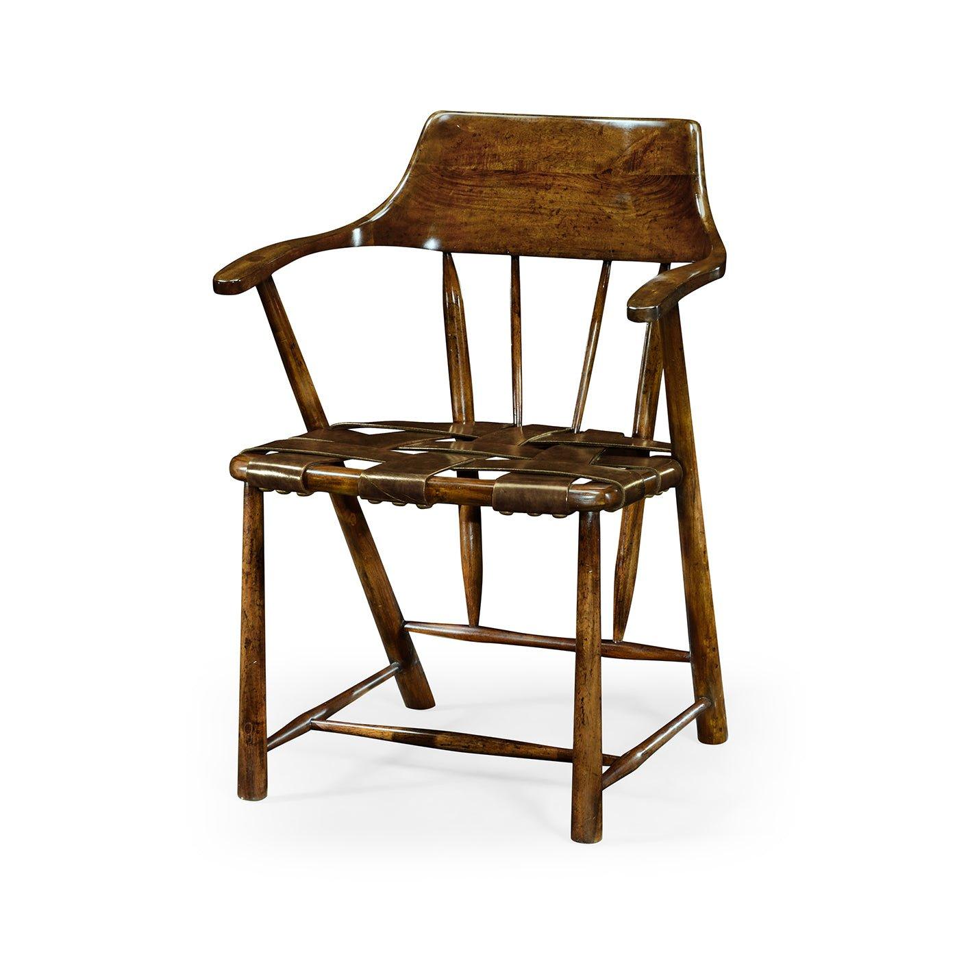 Vietnamese Captain's Armchair - Walnut Finish (Sets of 2) For Sale