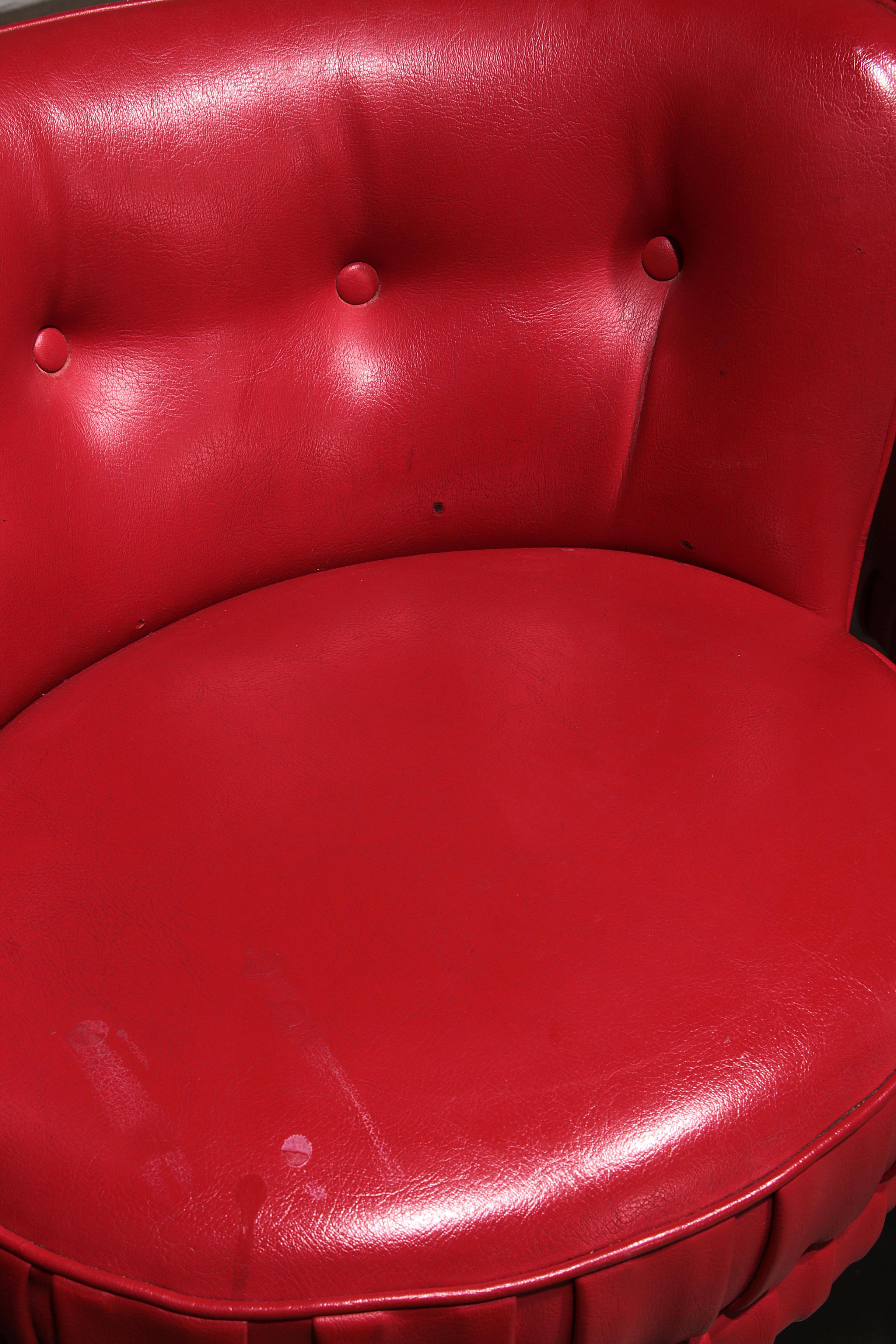 Chaise de bar capitaine avec tapisserie en cuir rouge et base en acier de 5 pièces en vente 8