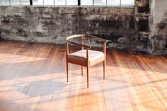 Captain’s Chair, Handcrafted Modern Solid Wood Upholstered Seat Armchair