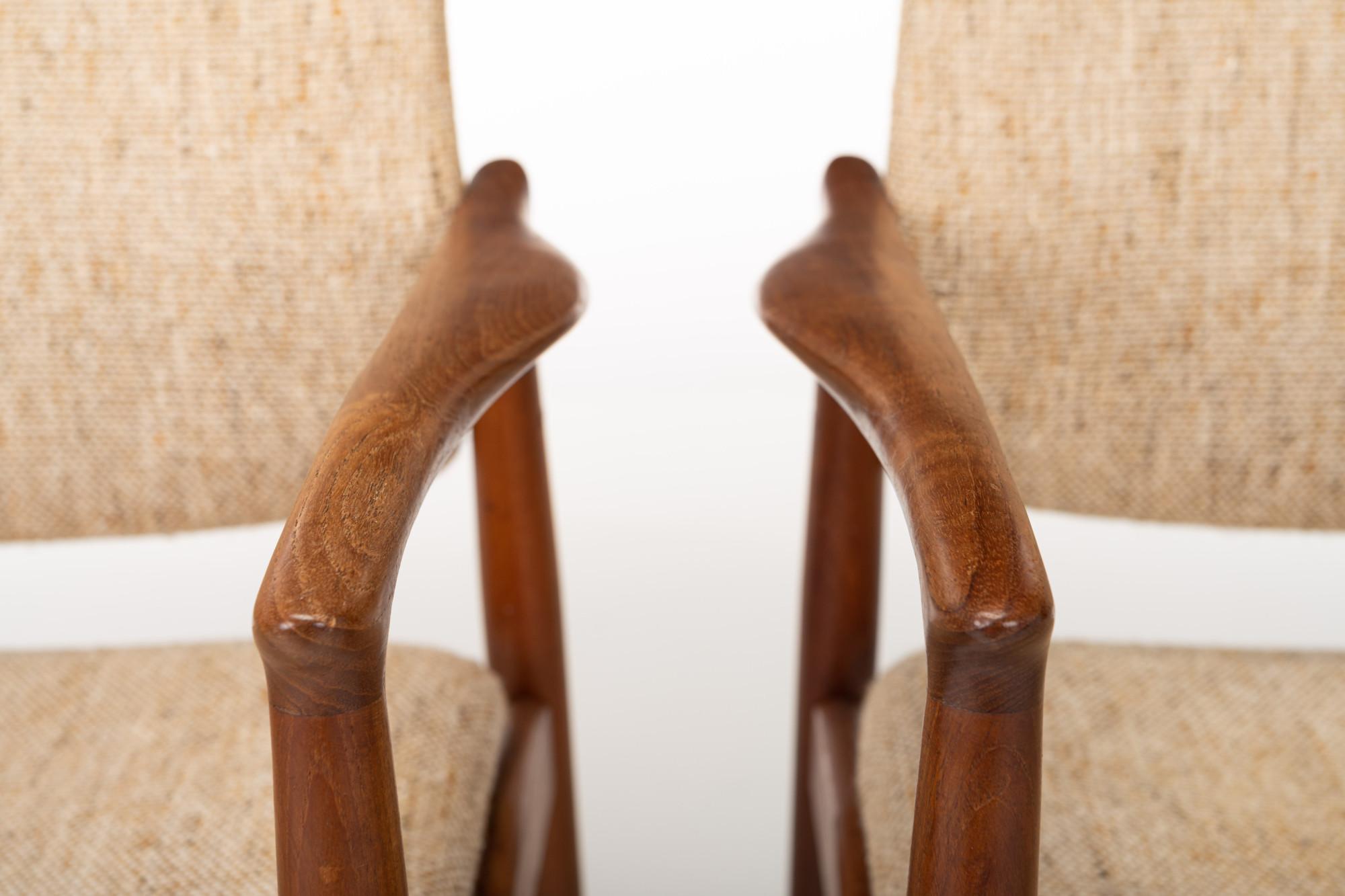 Fabric Captains Chairs by Erik Buch for Ørum Møbler, Denmark, 1960s, Set of 2