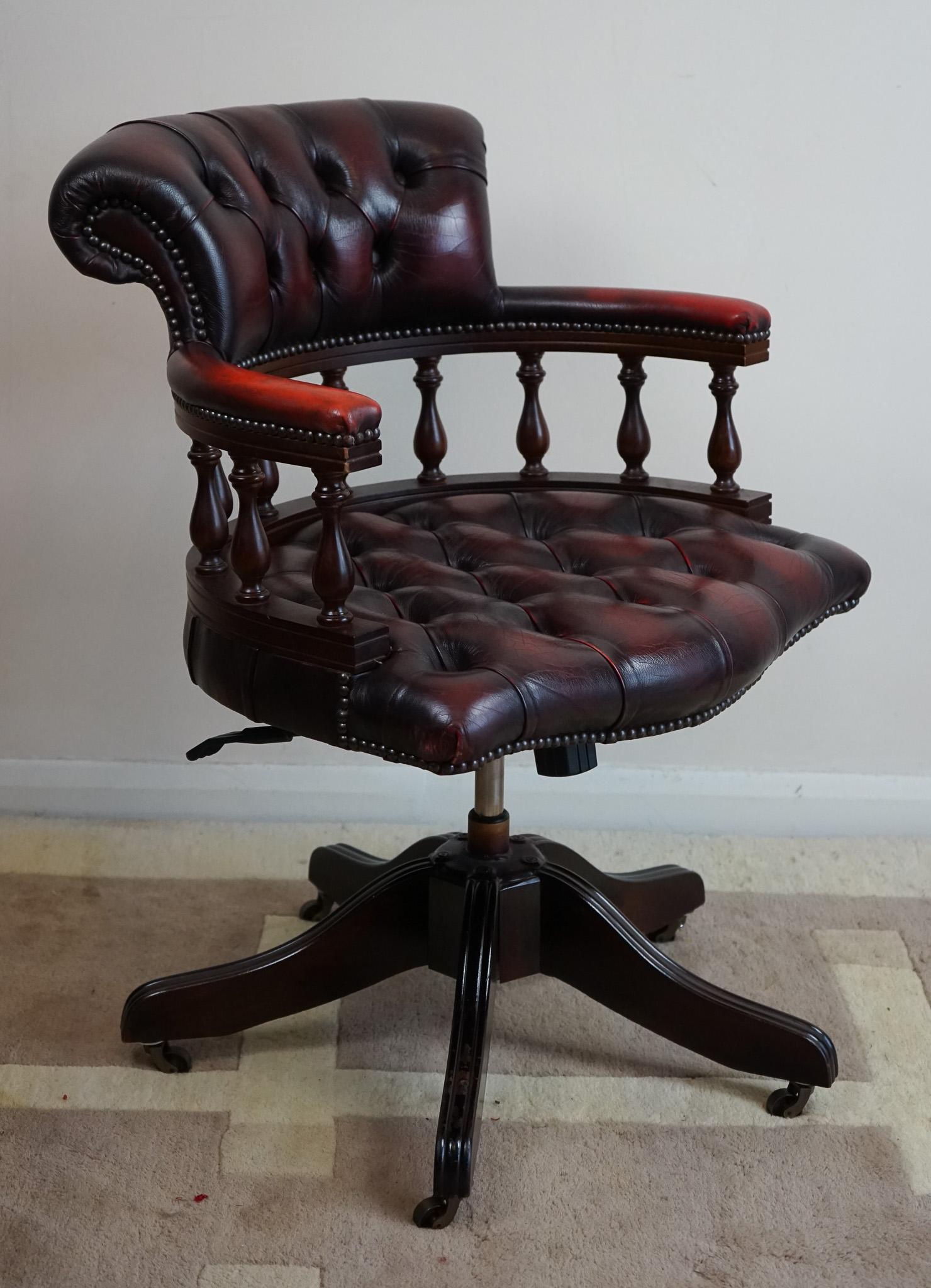 British Captain's  Swivel Desk Chair For Sale