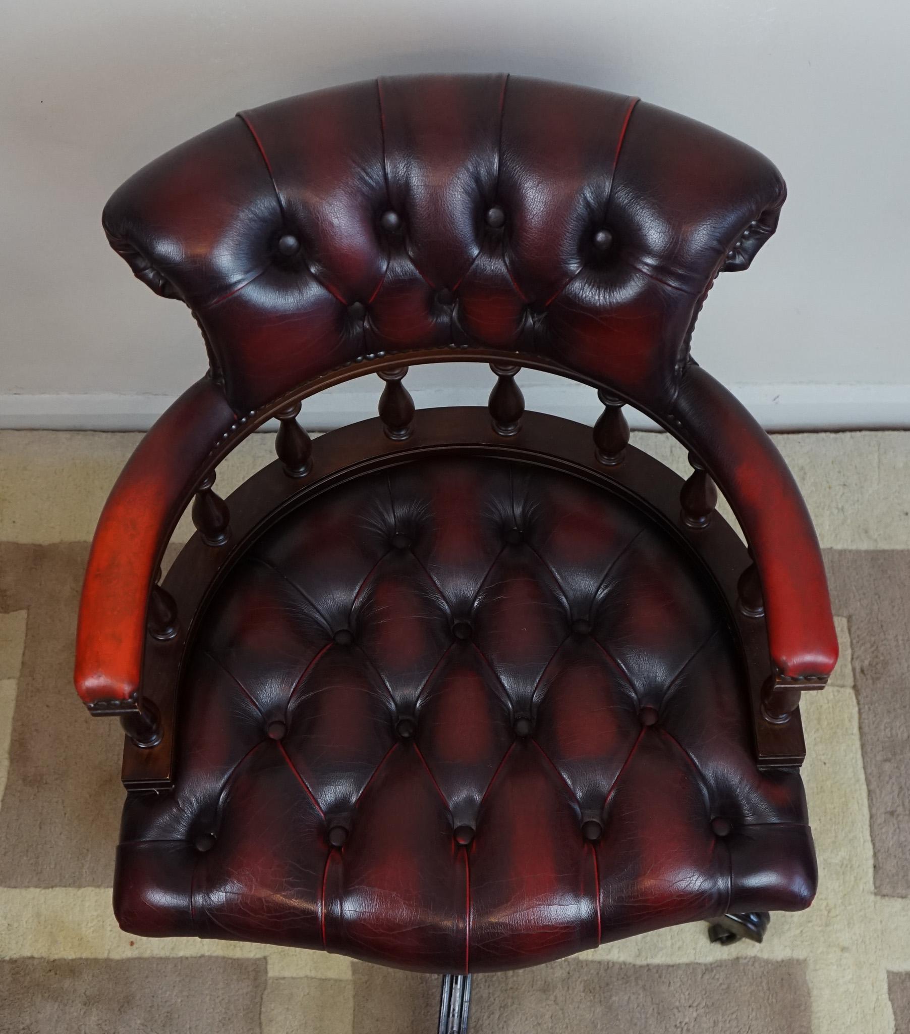 20th Century Captain's  Swivel Desk Chair For Sale