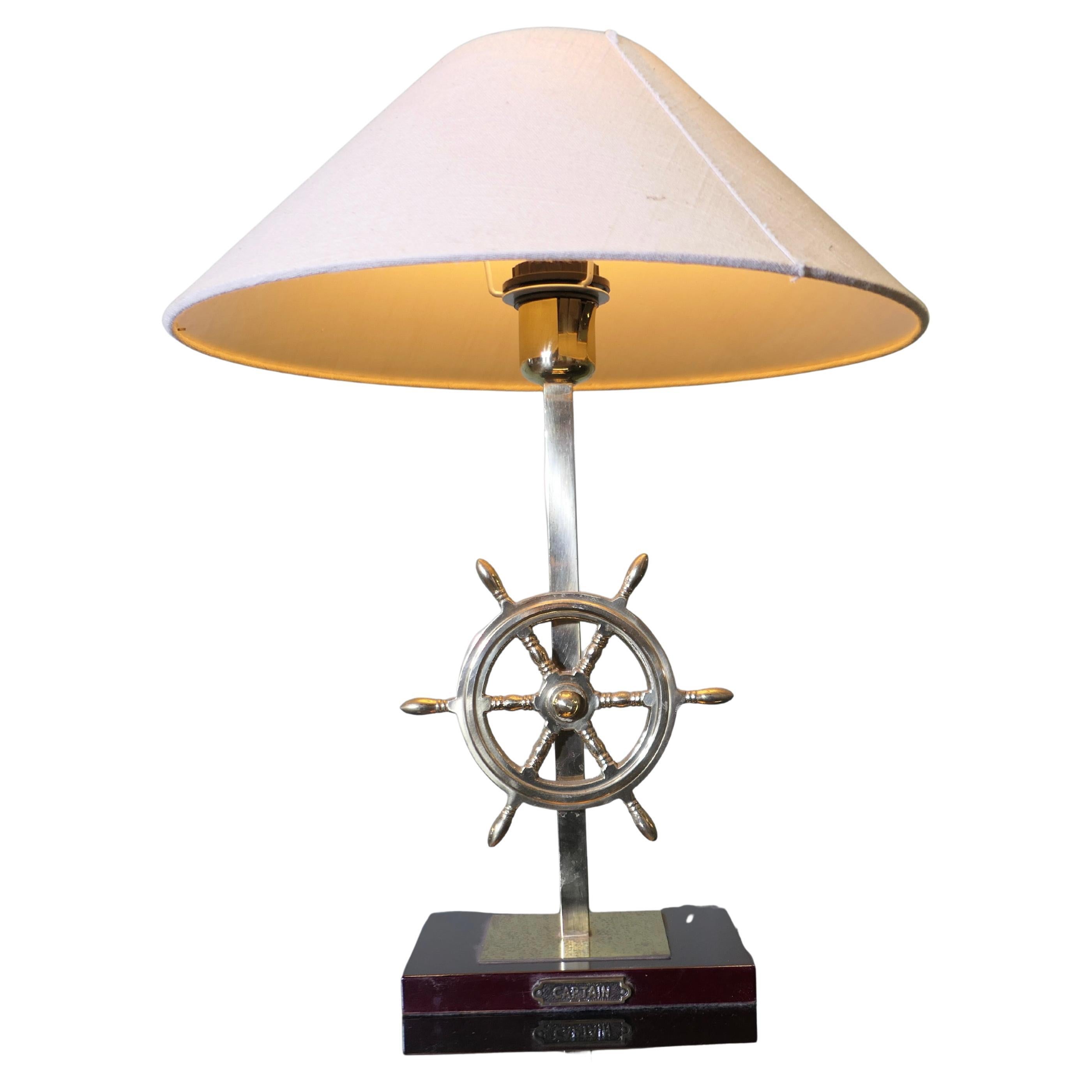 Captain’s Table Top Brass Lamp on a Nautical Theme