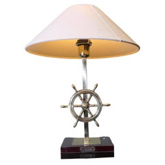 Captain’s Table Top Brass Lamp on a Nautical Theme