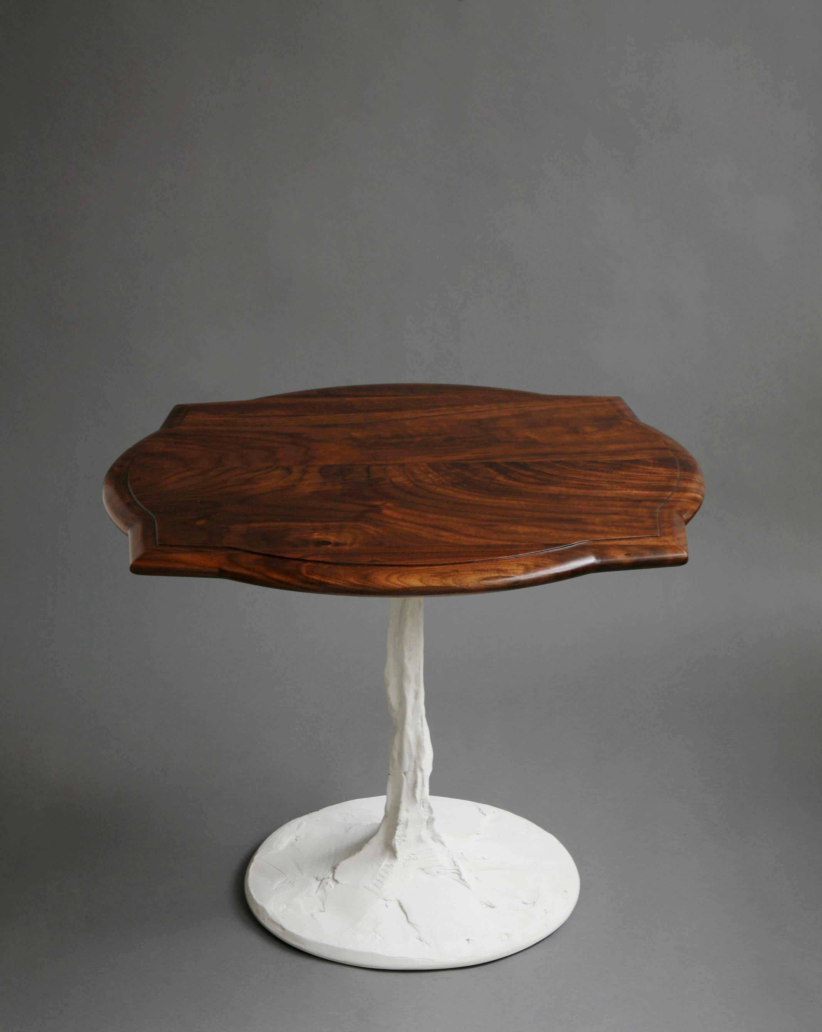 American Caption Side Table in Figured Walnut with Concrete Pedestal Base - IN STOCK For Sale