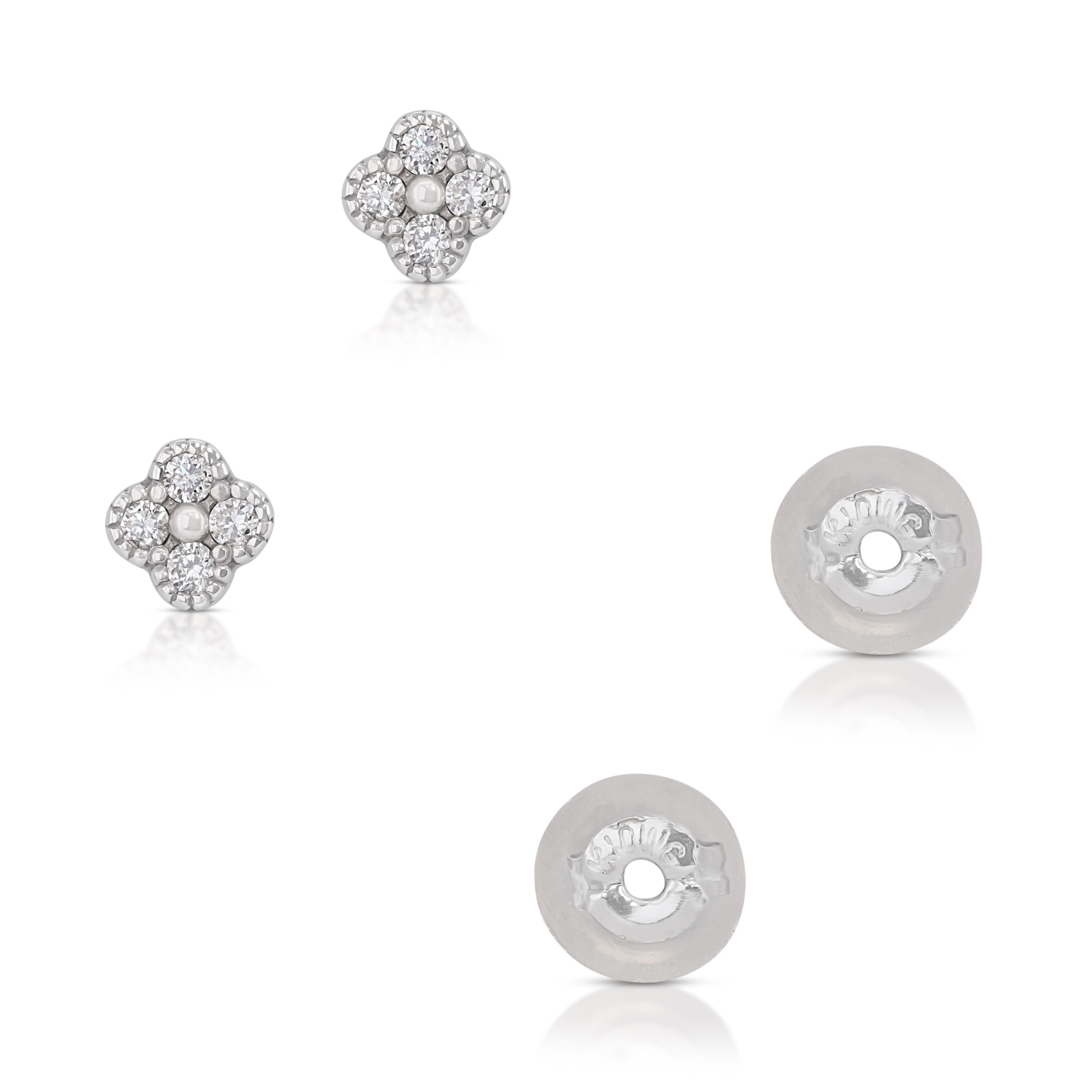 Women's Captivating 0.08ct Diamond Stud Earrings in 10K White Gold For Sale
