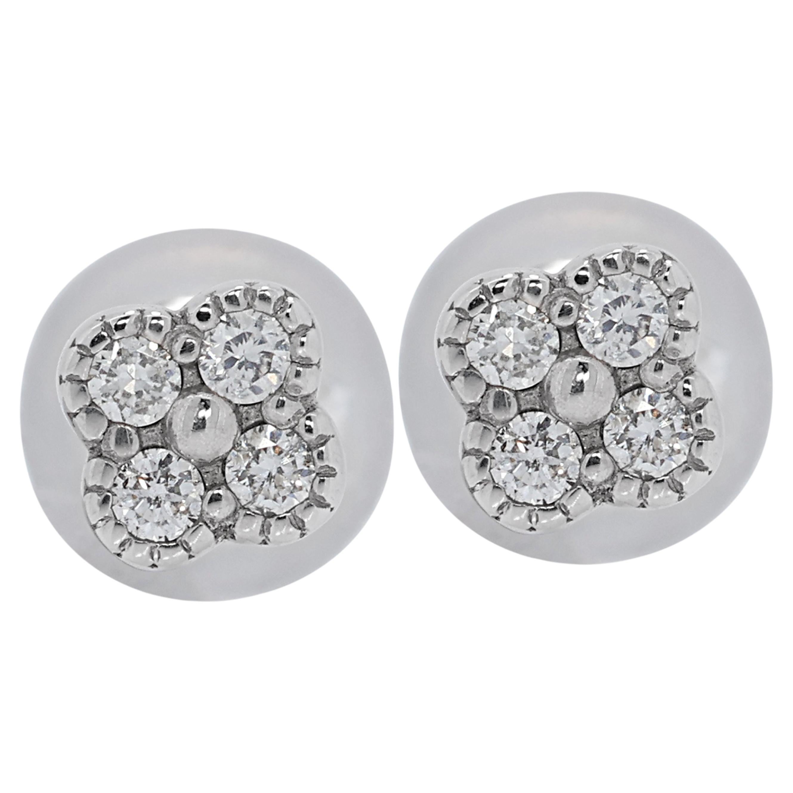 Captivating 0.08ct Diamond Stud Earrings in 10K White Gold For Sale