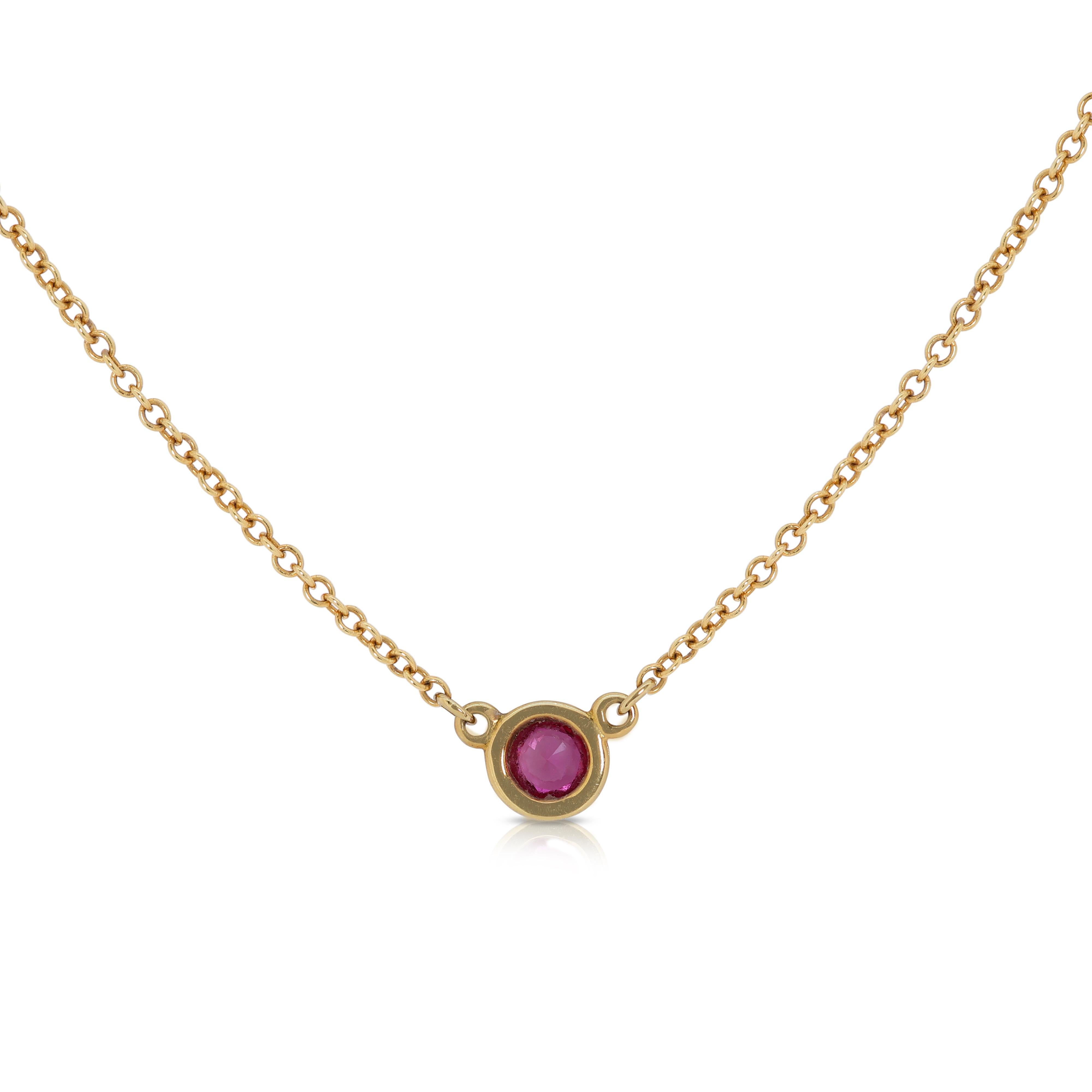Captivating 0.11ct Ruby Tiffany & Co. Peretti Necklace in 18K Yellow Gold 1