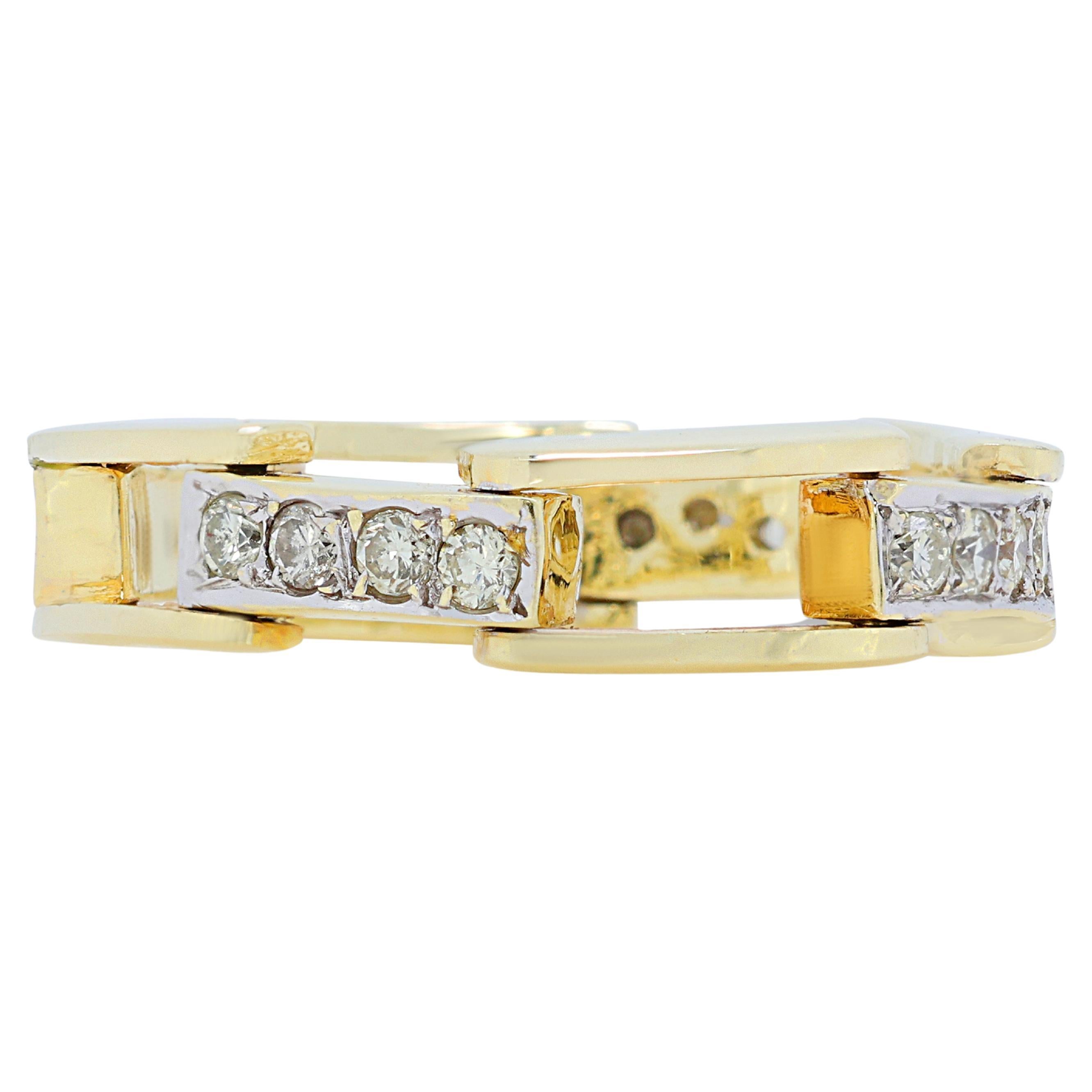 Captivating 0.20ct Diamond Link Ring in 14K Yellow Gold For Sale