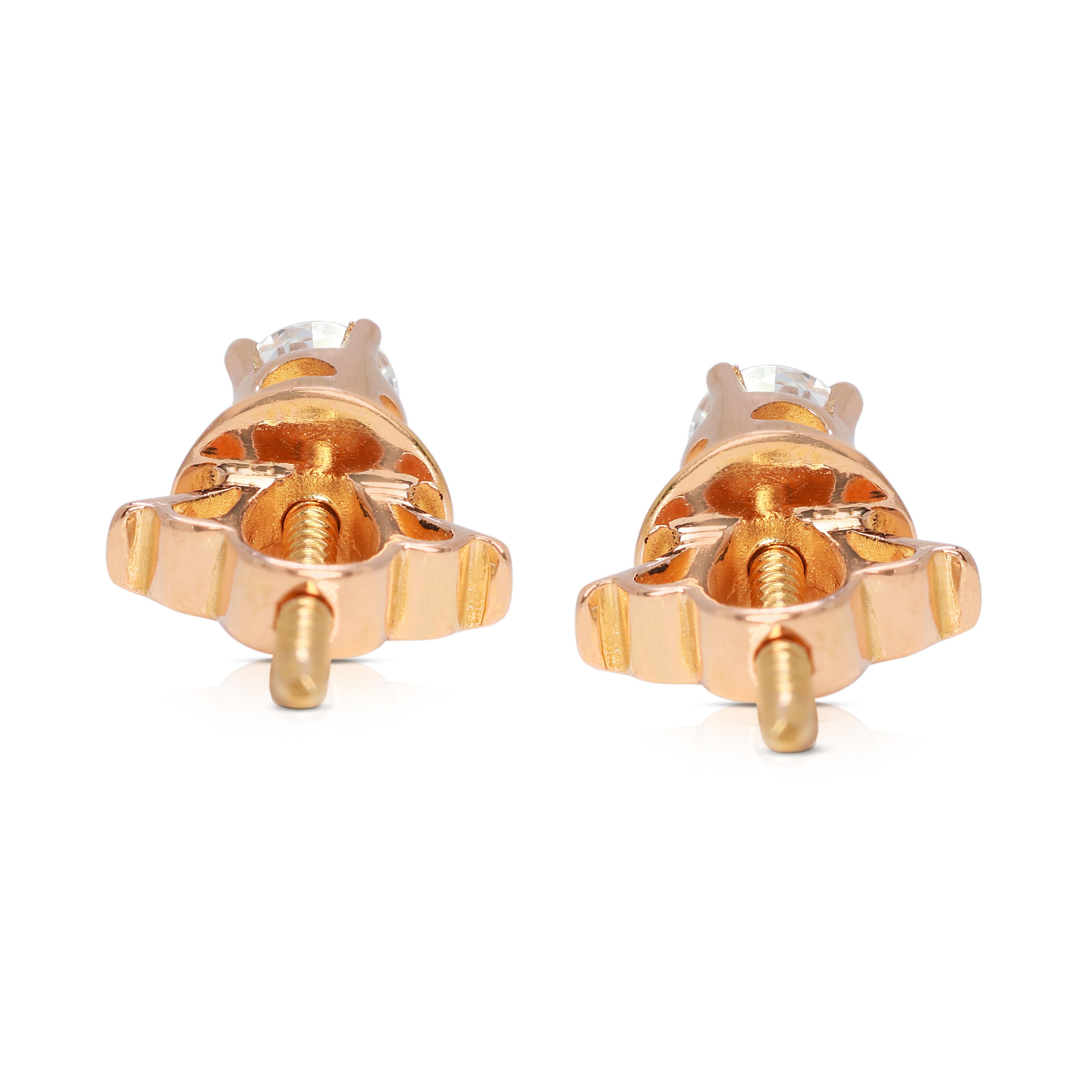 Clous d'oreilles en or jaune 20 carats avec diamants naturels de 0,24 carat en vente 1