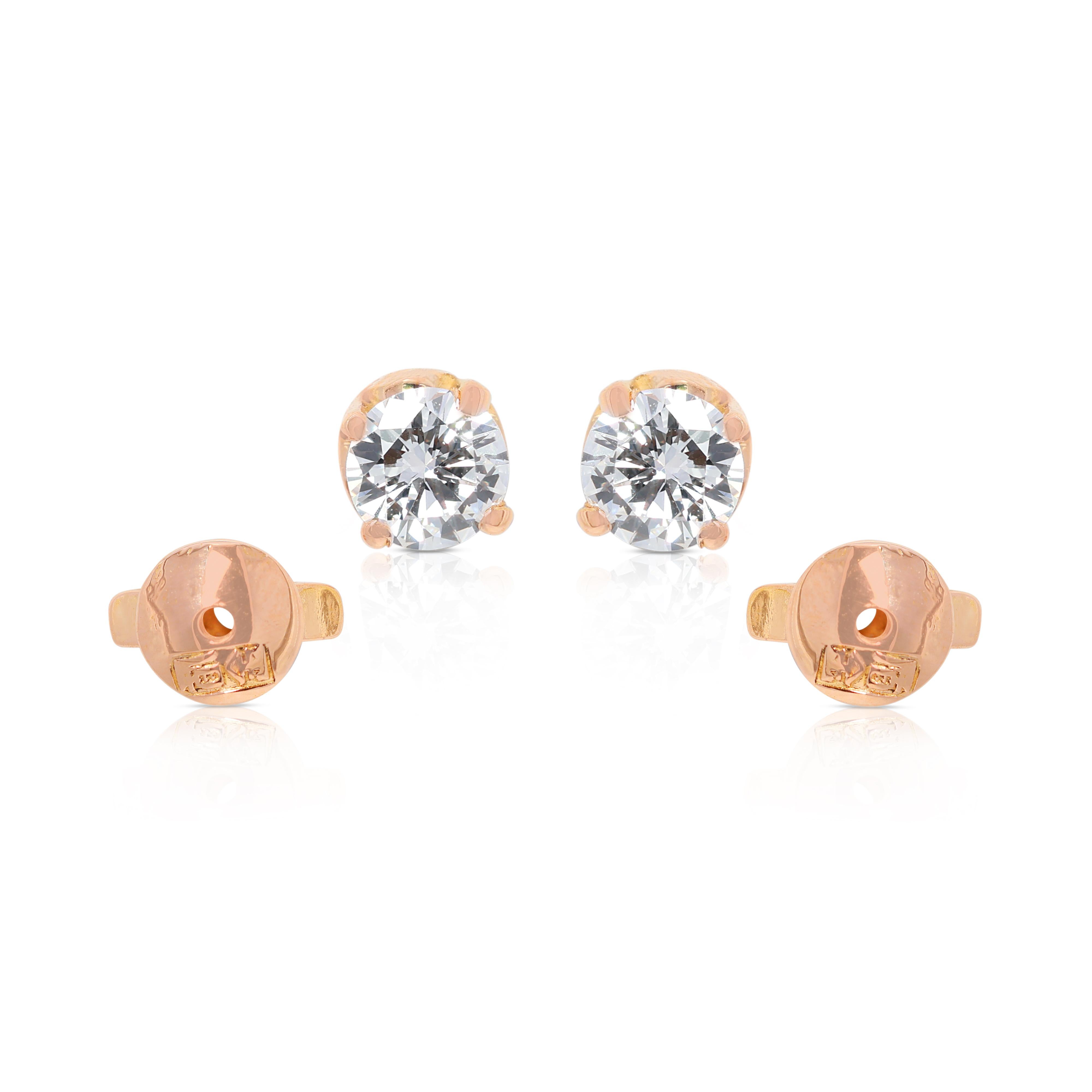 Clous d'oreilles en or jaune 20 carats avec diamants naturels de 0,24 carat en vente 2