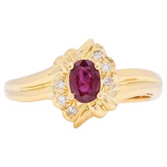 Captivant bague grappe de rubis 0,25 carat et diamants naturels en or jaune 18 carats