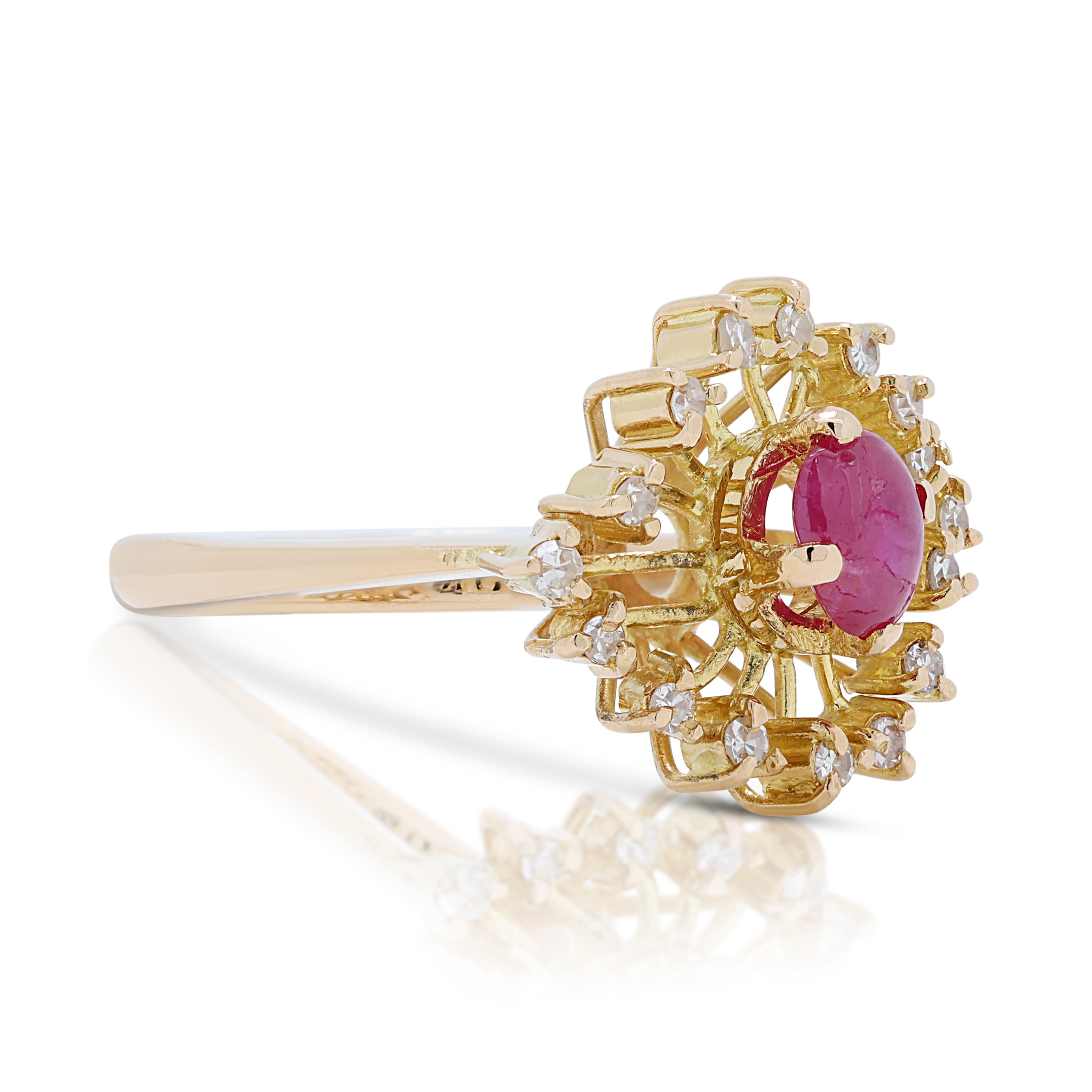 Captivating 0.45ct Tourmaline Cluster Ring in 22K Yellow Gold with Diamonds For Sale 1