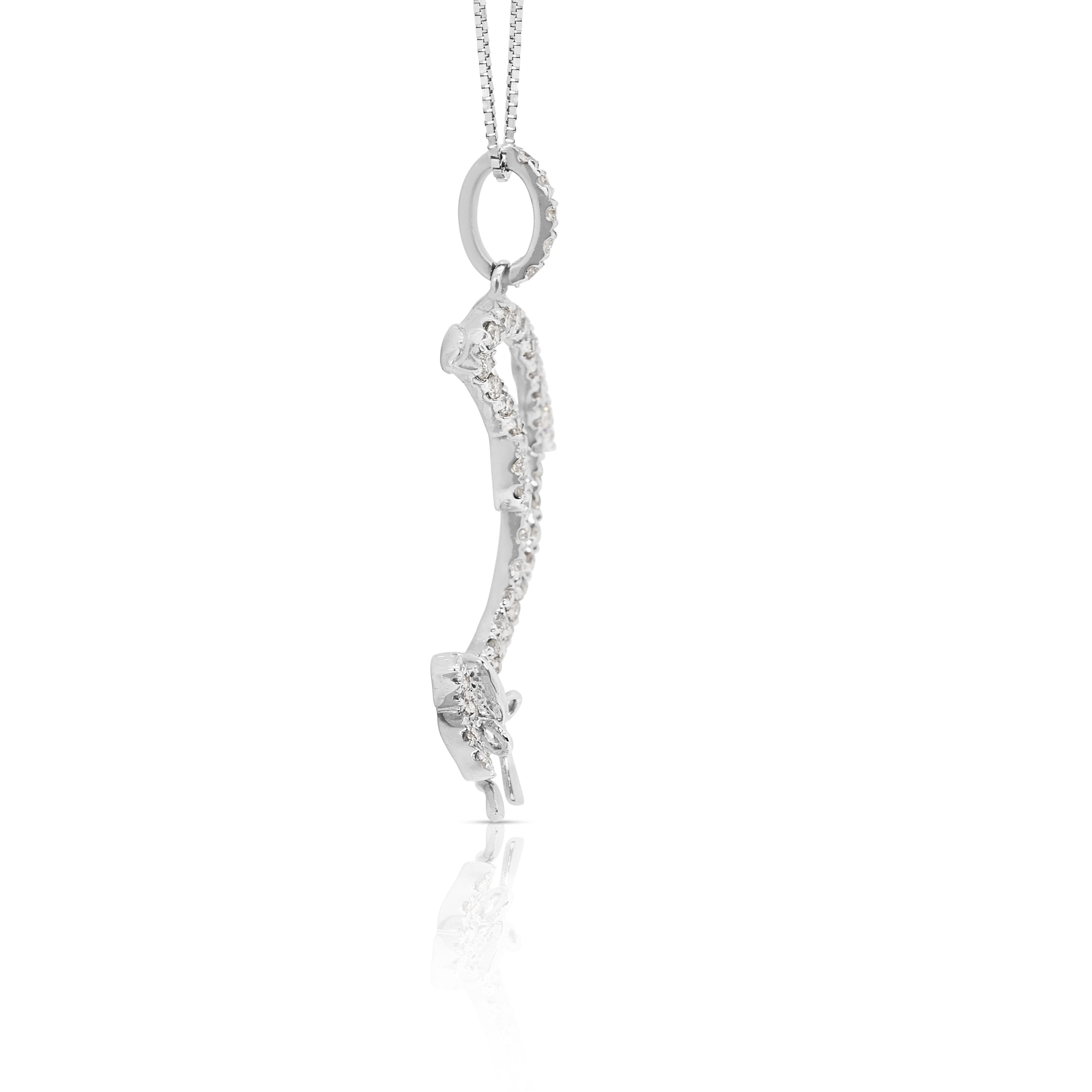 Captivant collier en or blanc 14 carats avec diamants naturels en forme de dauphin de 0,4 carat Pour femmes en vente