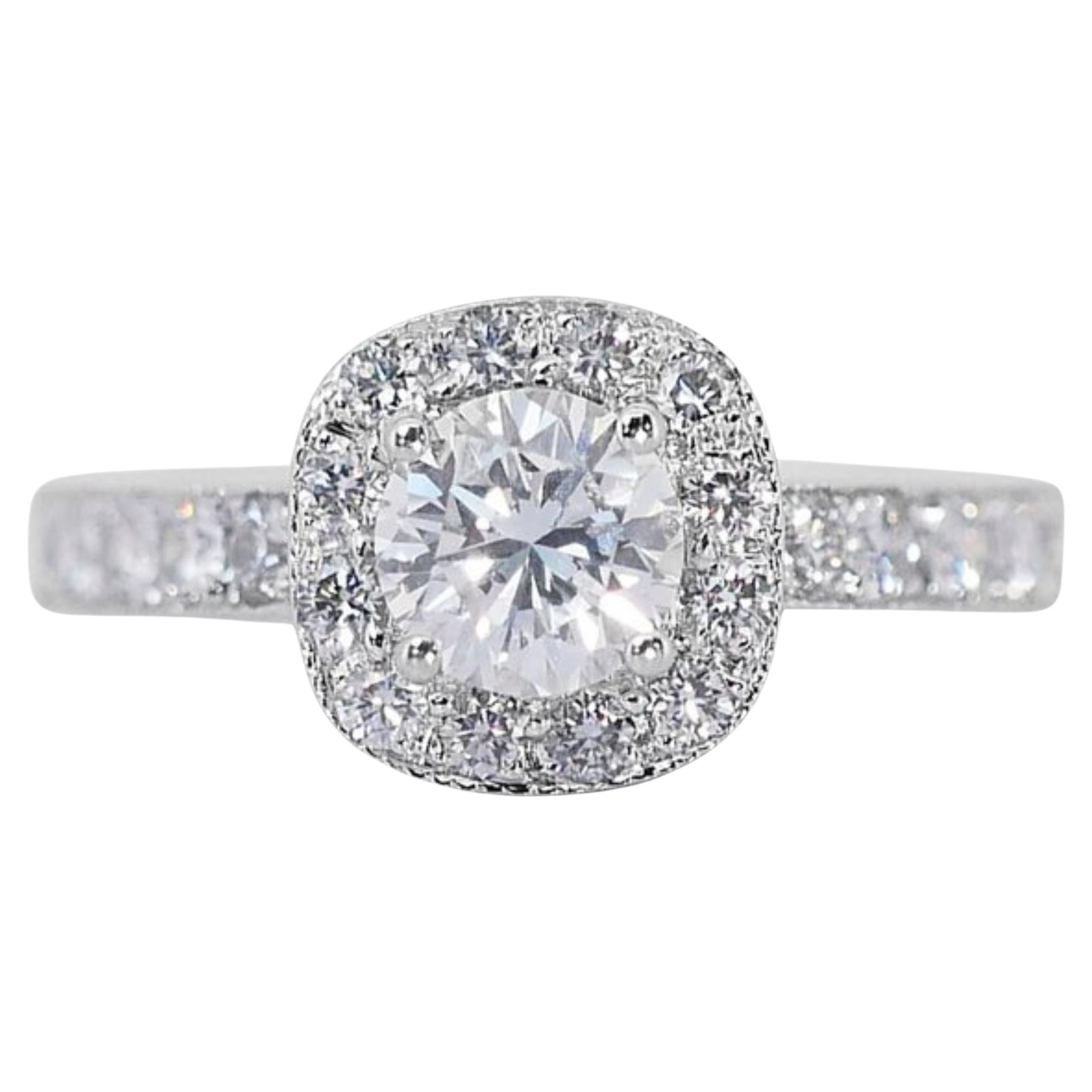 Captivating 0.52ct Pave Diamond Ring set in 18K White Gold For Sale