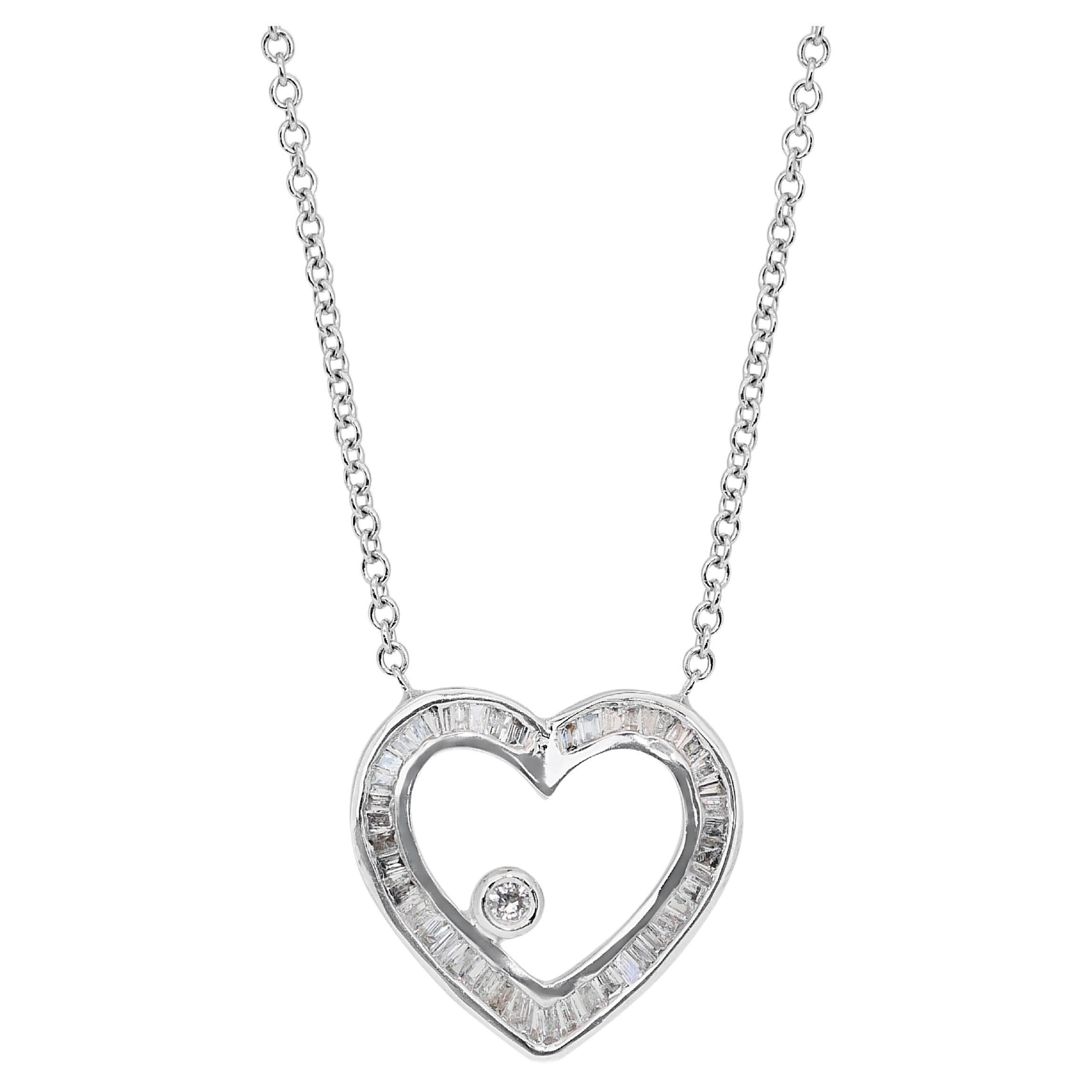 Captivating 0.53ct Diamonds Heart-Shaped Necklace in 18k White Gold - GIA 