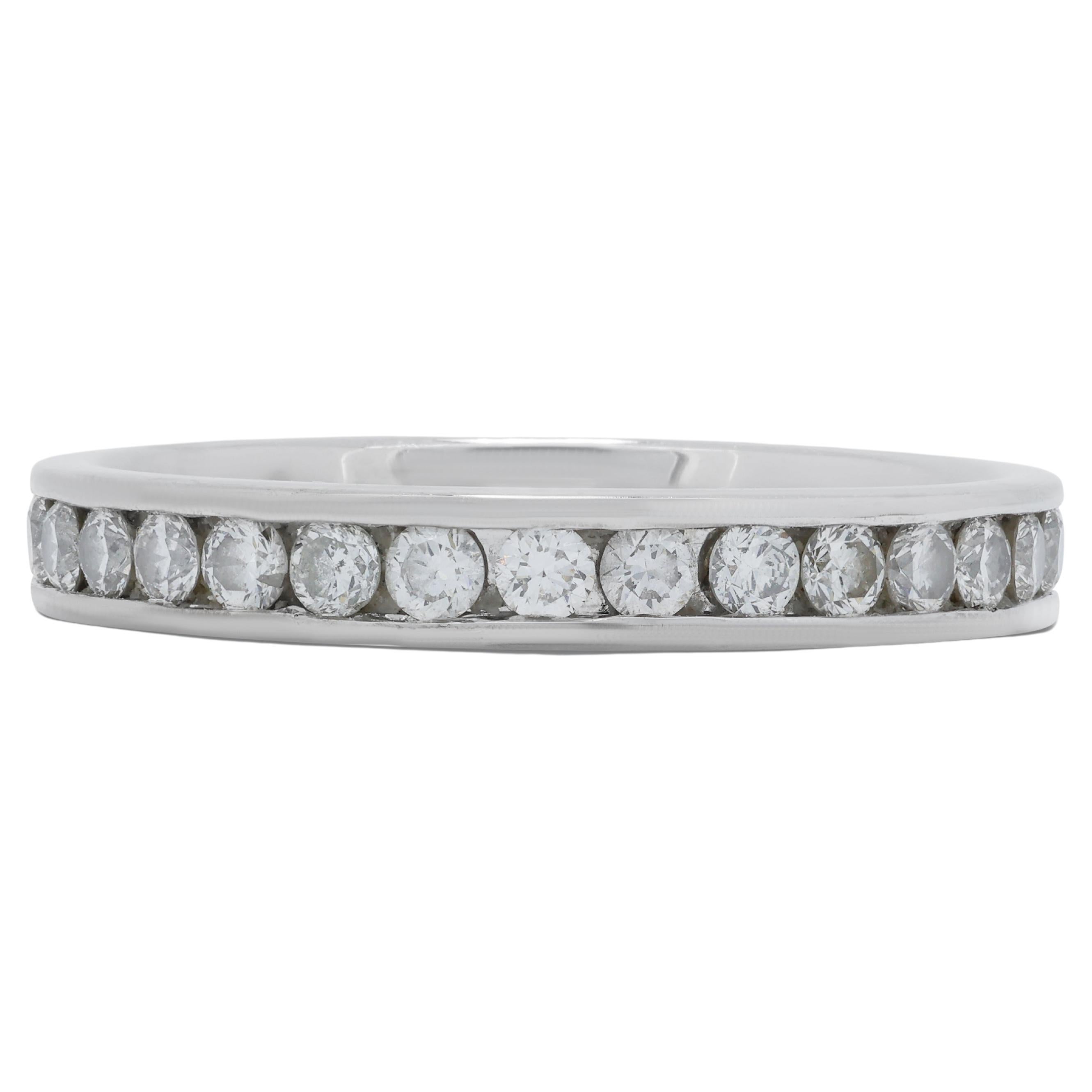Captivating 0.54ct Diamonds Half Eternity Ring in 18K White Gold For Sale