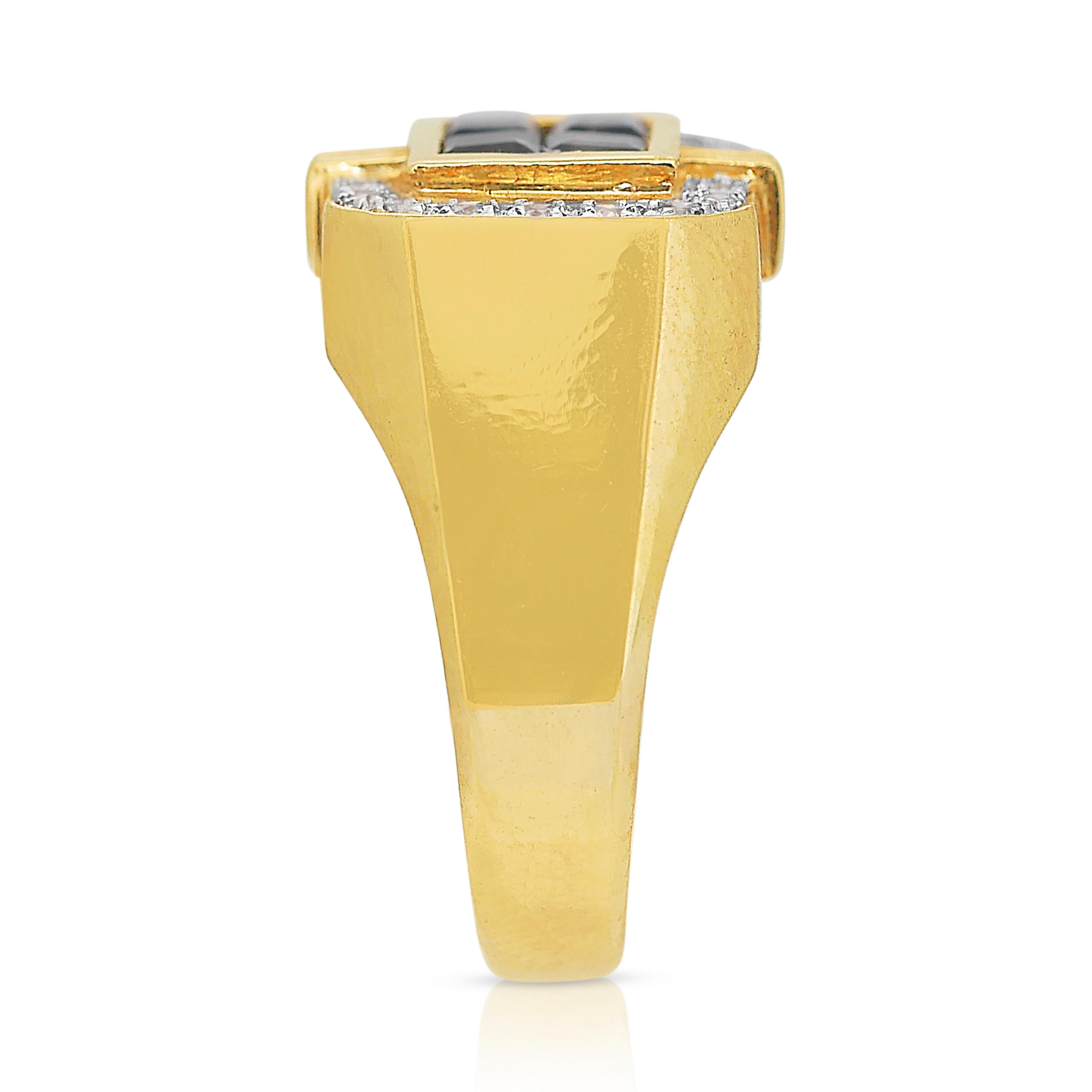 Captivant bague grappe de saphirs et de diamants 0,55 carat en or jaune 18 carats en vente 1