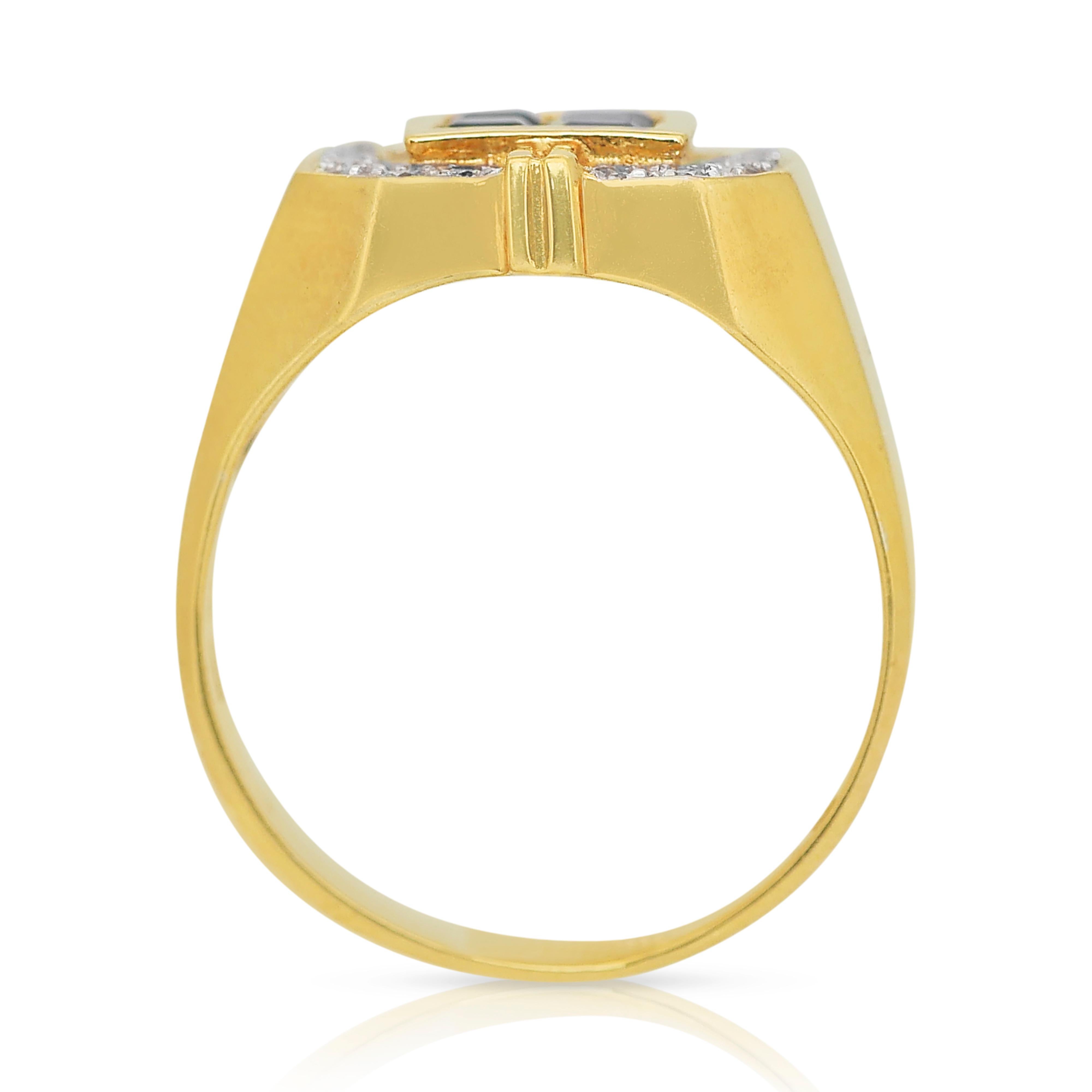 Captivant bague grappe de saphirs et de diamants 0,55 carat en or jaune 18 carats en vente 2
