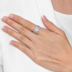 Bague cocktail captivante en or blanc 18 carats et diamant naturel de 0,57 carats