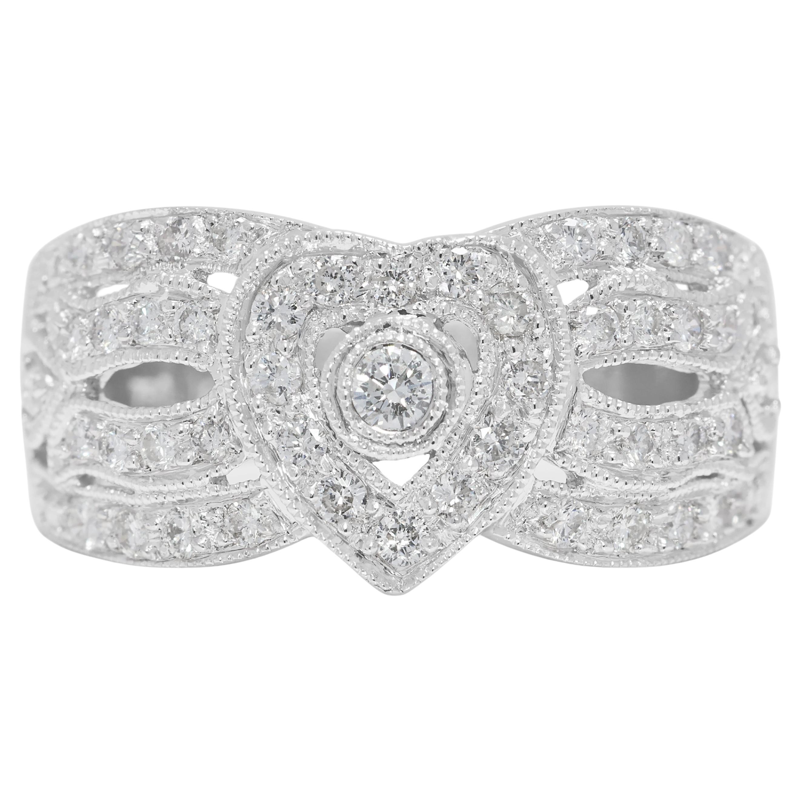 Fesselnder 0,57ct natürlicher Diamant-Cocktailring aus 18K Weißgold