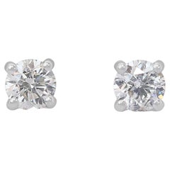 Captivating 0.61ct Diamonds Stud Earrings in 14k White Gold - AIG Certified