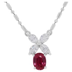 Captivating 0.63ct Ruby & Natural Diamond 18K White Gold Necklace