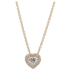 Captivating 0.70ct Double Excellent Ideal Cut Diamonds Halo Necklace w/ Pendant