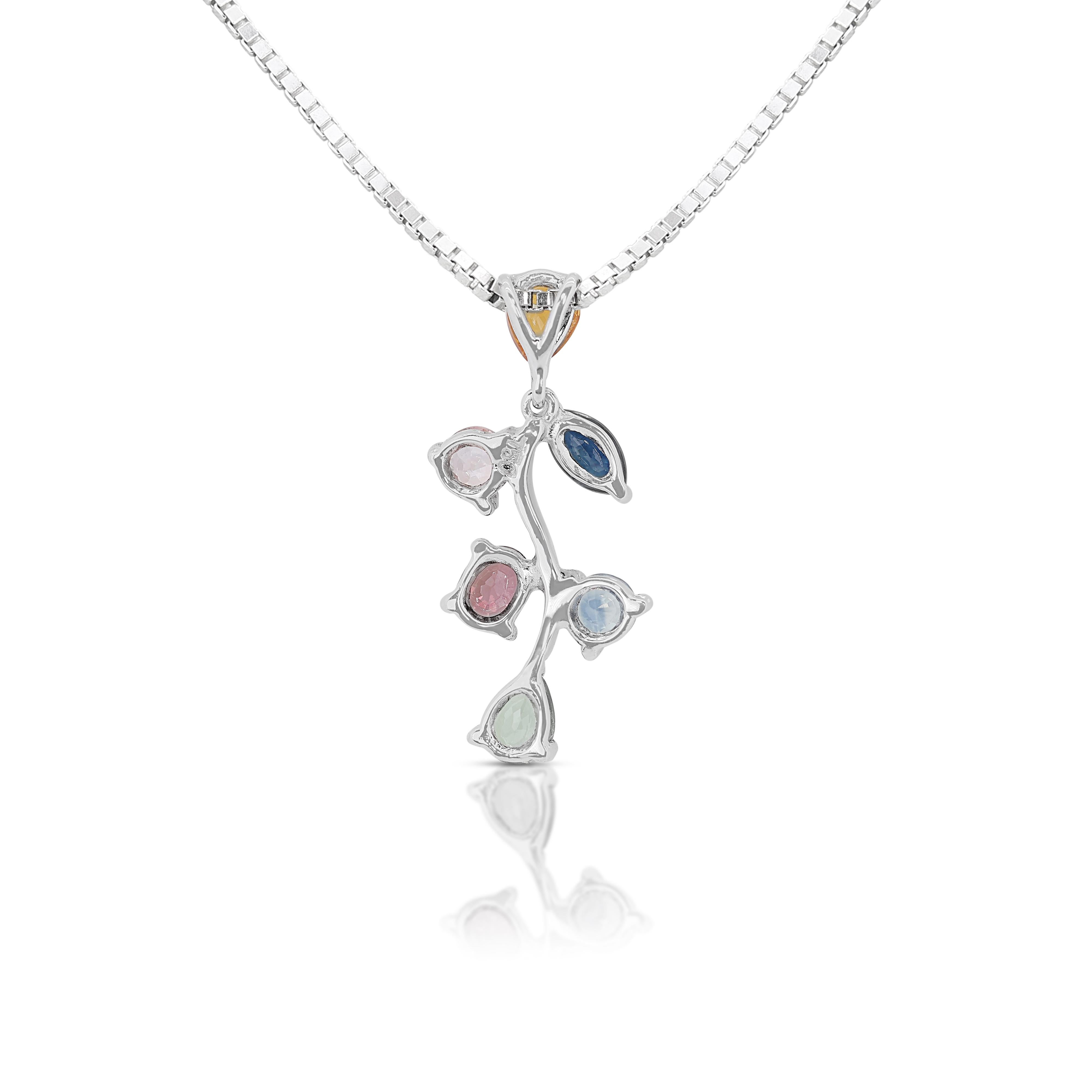 Mixed Cut Captivating 0.70ct Multi-Colored Sapphires Pendant - (Chain Not Included) For Sale
