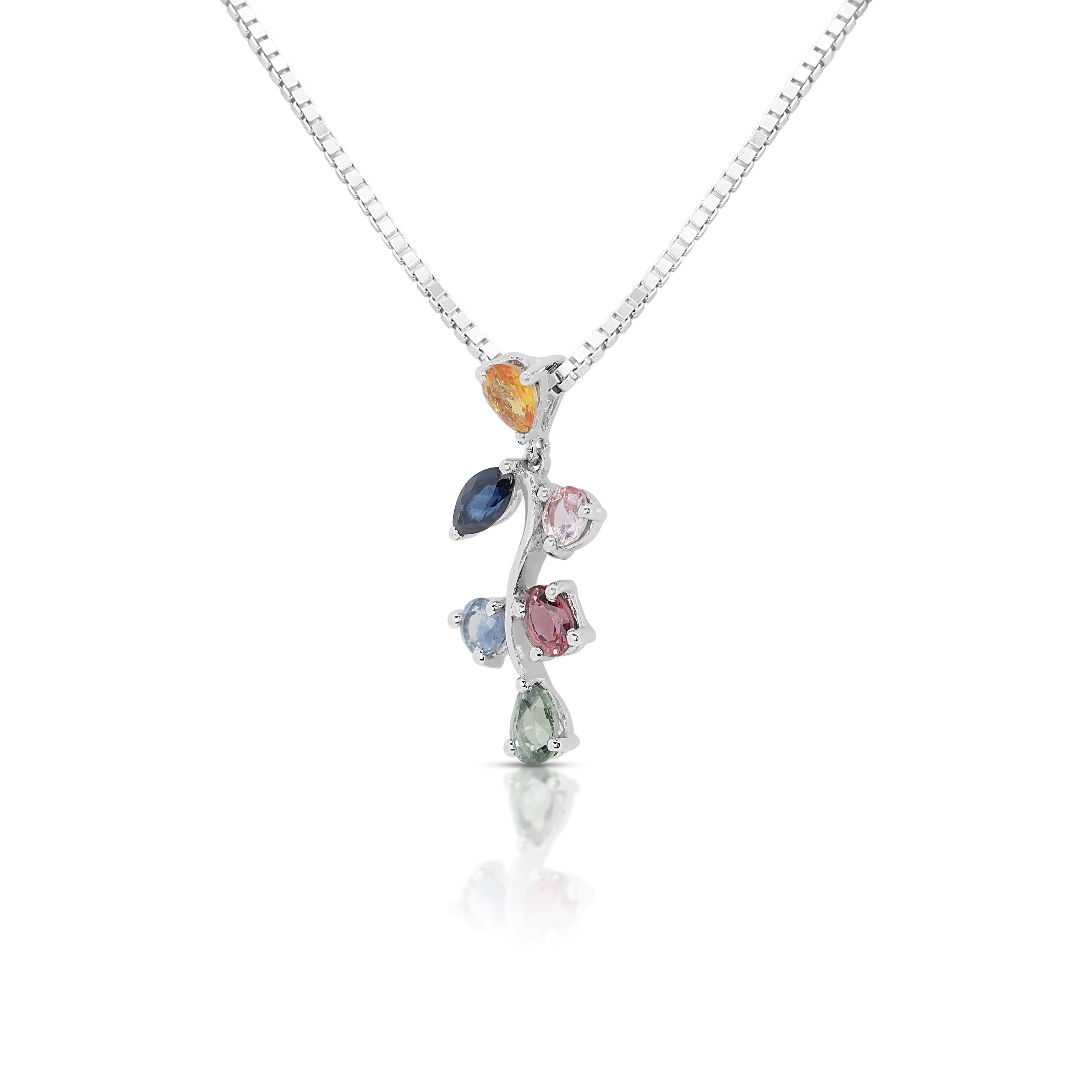 Women's Captivating 0.70ct Multi-Colored Sapphires Pendant - (Chain Not Included) For Sale