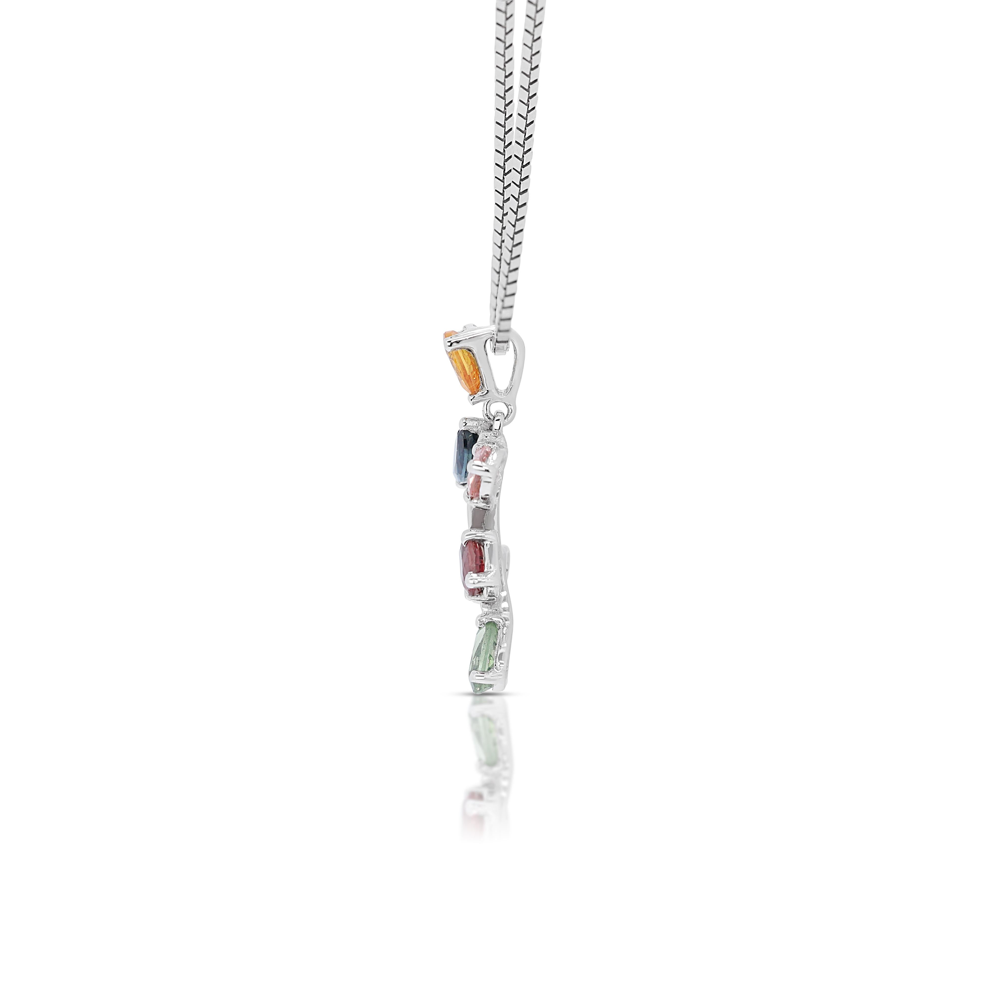 Captivating 0.70ct Multi-Colored Sapphires Pendant - (Chain Not Included) For Sale 1