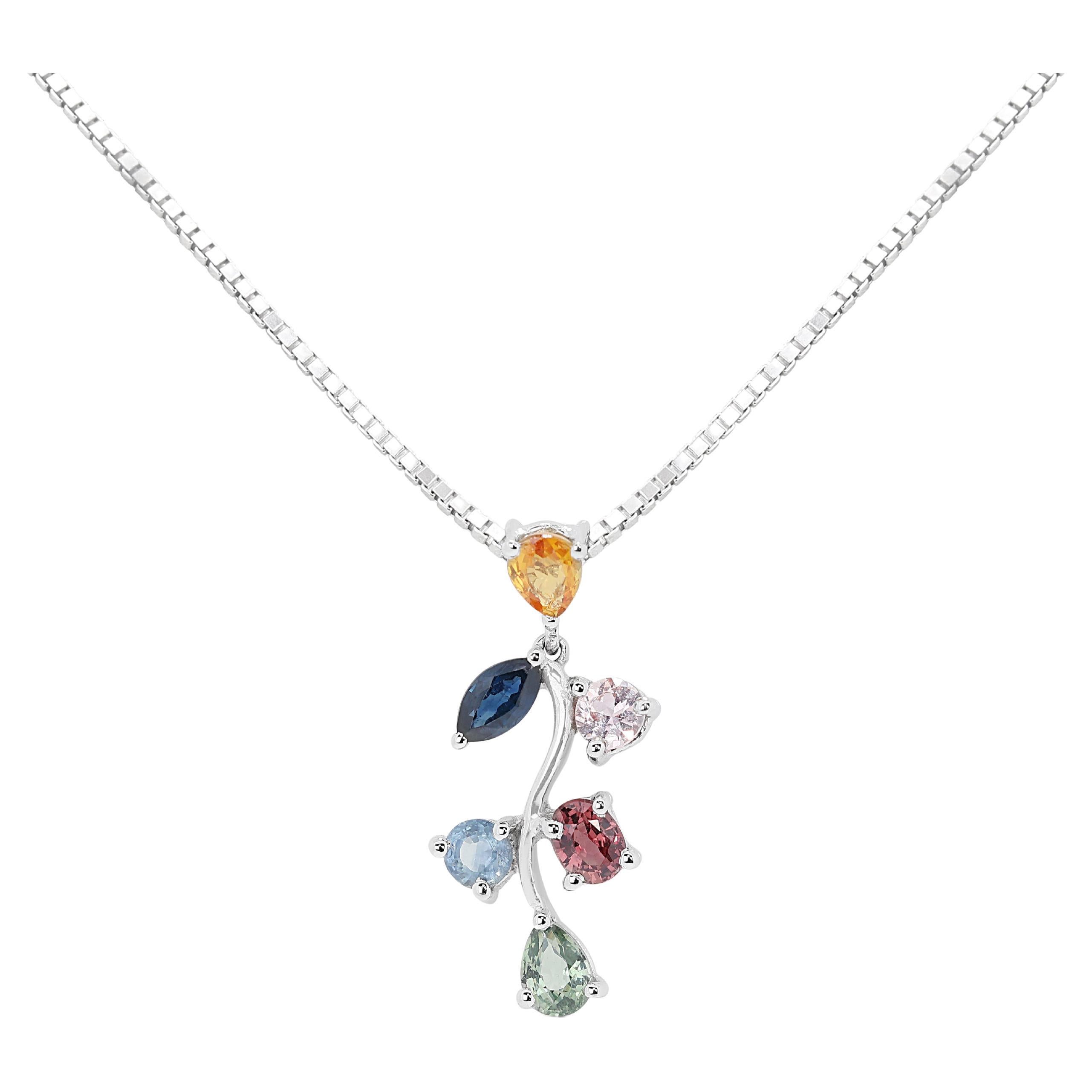 Captivating 0.70ct Multi-Colored Sapphires Pendant - (Chain Not Included) For Sale