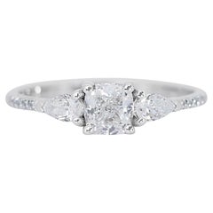 Captivating 0.73ct Diamond 3-Stone Ring in 18k White Gold - GIA Certified