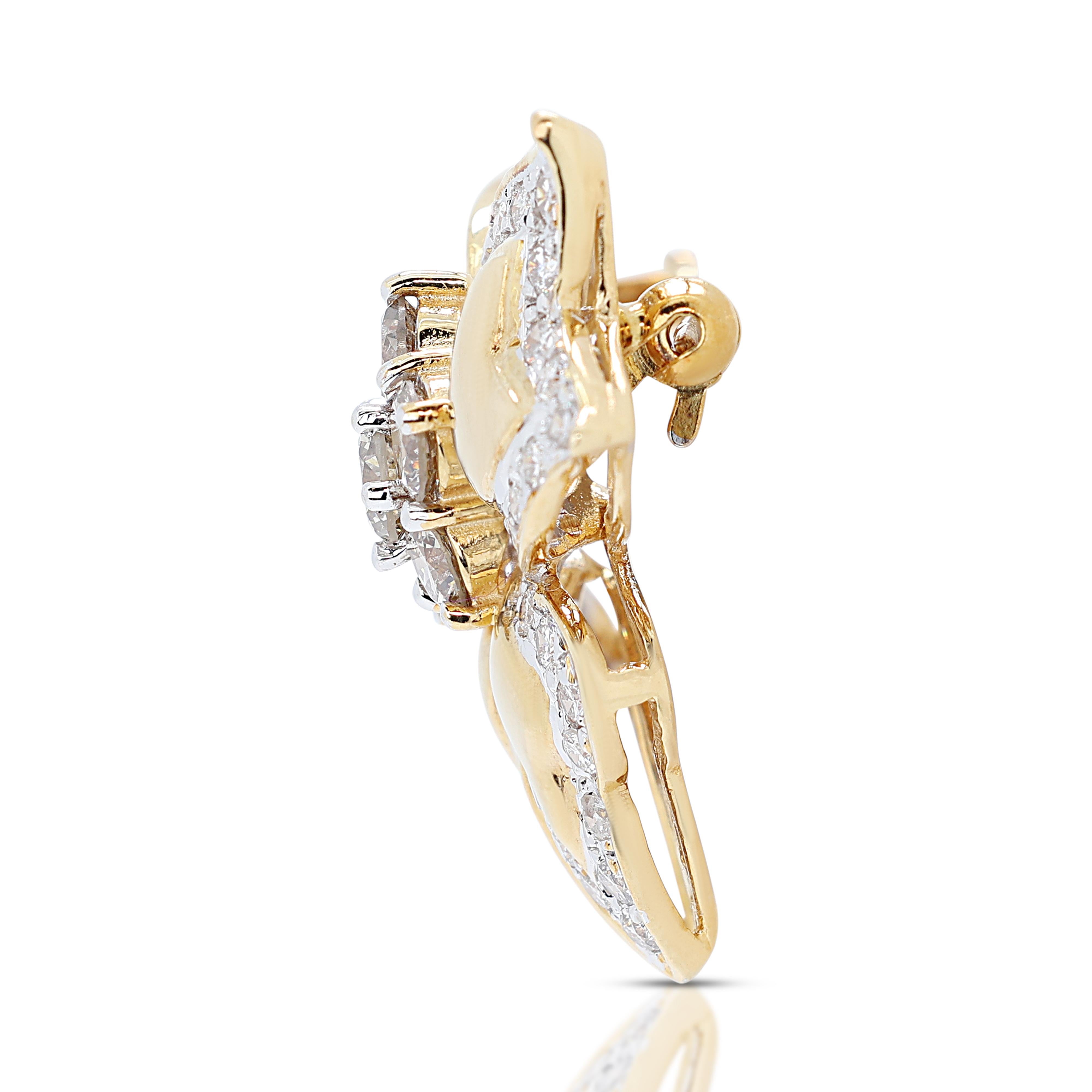 Women's Captivating 0.75ct Diamonds Brooch in 18K Yellow Gold