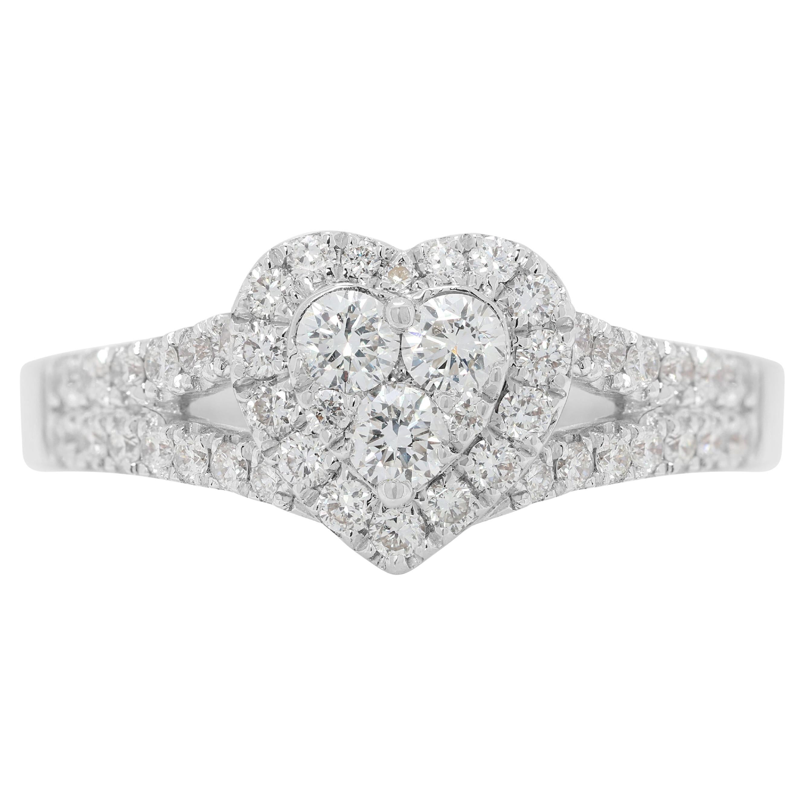 Captivating 0.81ct Round Brilliant Natural Diamond Halo Ring in 18K White Gold