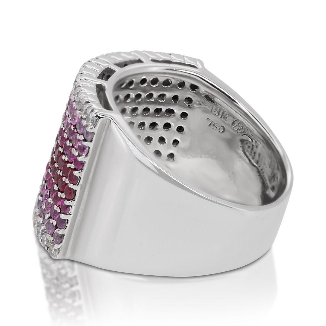 Captivating 0.85ct Pink Sapphire and Diamond Cluster Ring in 18K White Gold 2