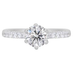 Captivating 0.90ct Round Brilliant Diamond Pave Ring in 18K White Gold