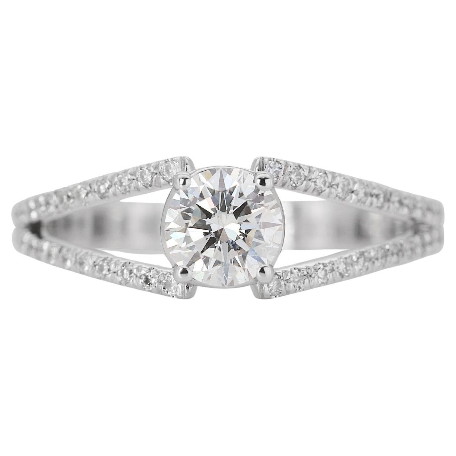 Captivating 0.92ct Triple Excellent Ideal Cut Diamonds Pave Ring - GIA Certified