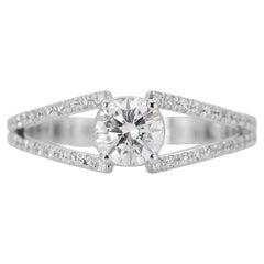 Captivant bague en pavé de diamants taille idéale de 0,92 carat, certifiée GIA