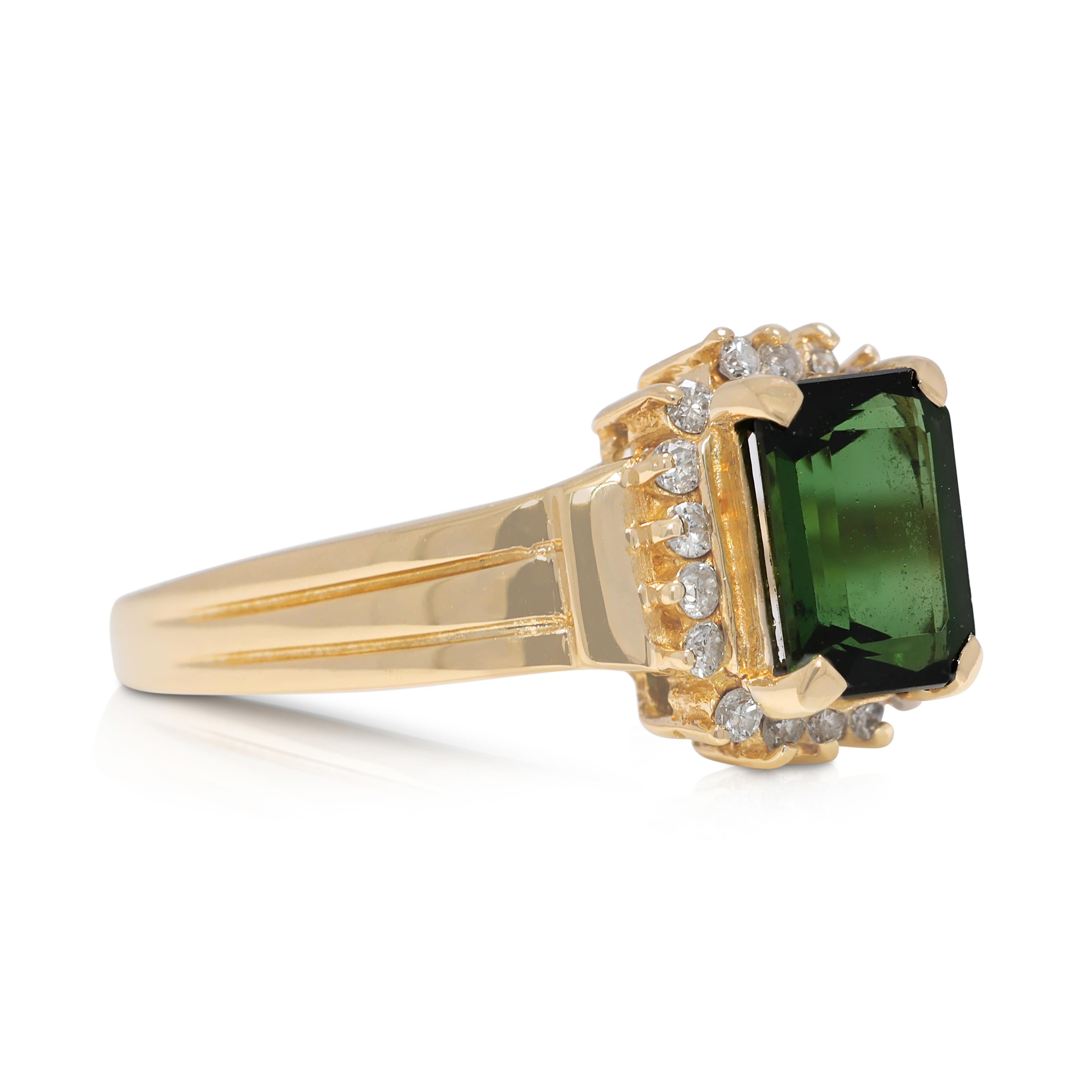 Captivant bague en or jaune 18 carats, tsavorite 0,96 carat et diamant naturel Excellent état - En vente à רמת גן, IL