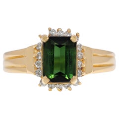Captivating 0.96ct Tsavorite & Natural Diamond 18K Yellow Gold Ring