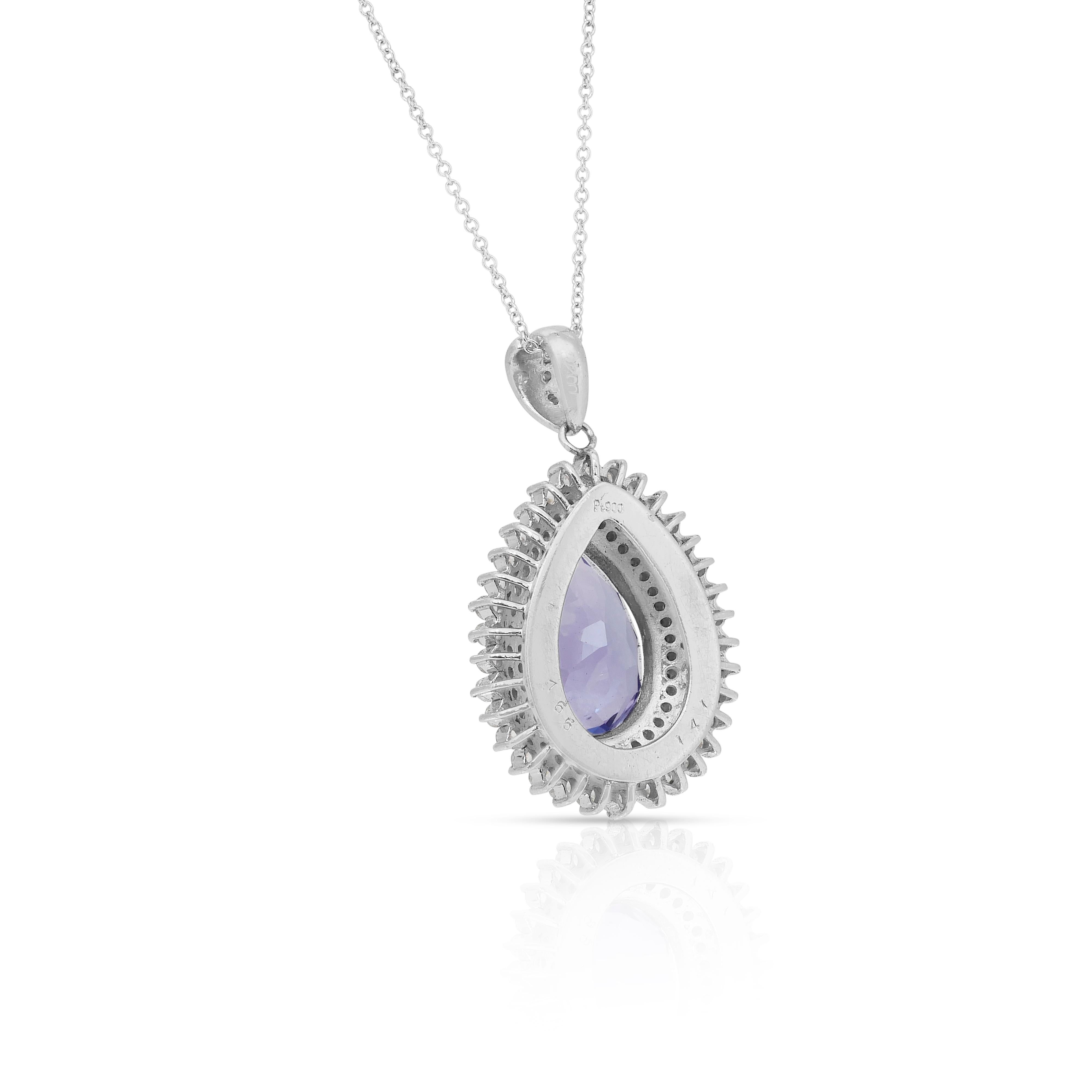 Cautivador collar de tanzanita y diamantes de 10,07 ct en platino y oro blanco de 18k en venta 3