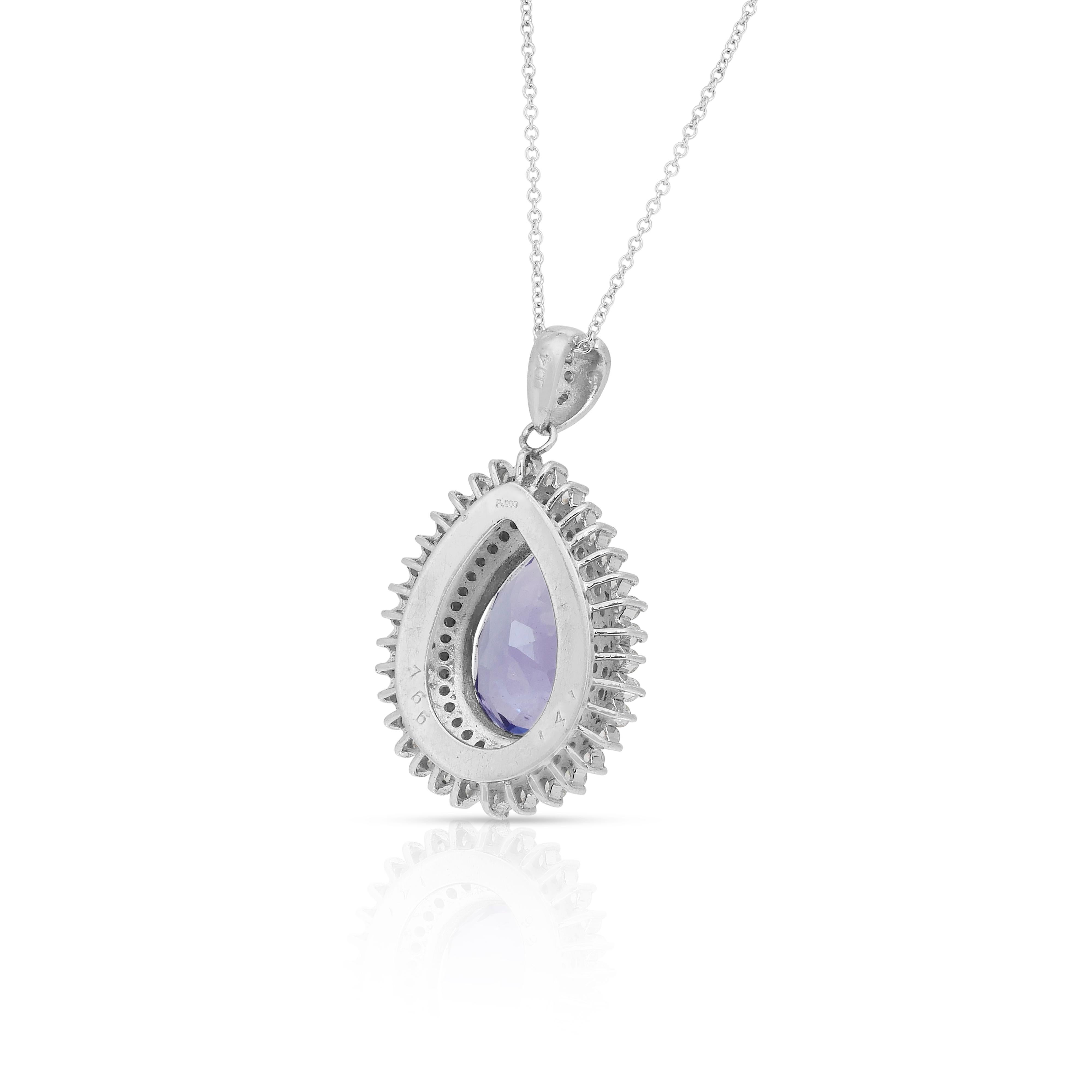 Cautivador collar de tanzanita y diamantes de 10,07 ct en platino y oro blanco de 18k en venta 4