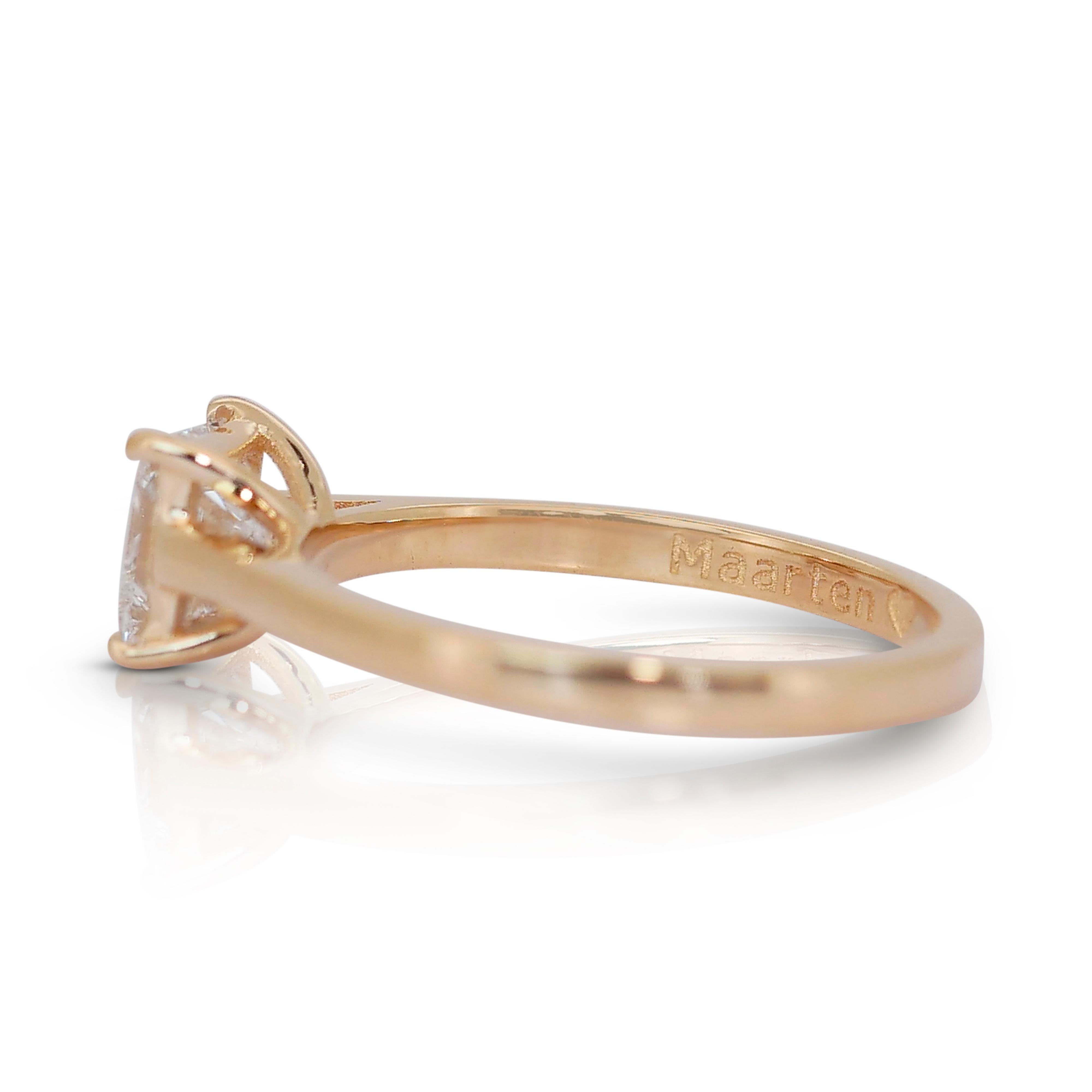 Taille carrée Captivante bague solitaire en or jaune 18k avec 1,00ct de diamant - Certifiée GIA en vente