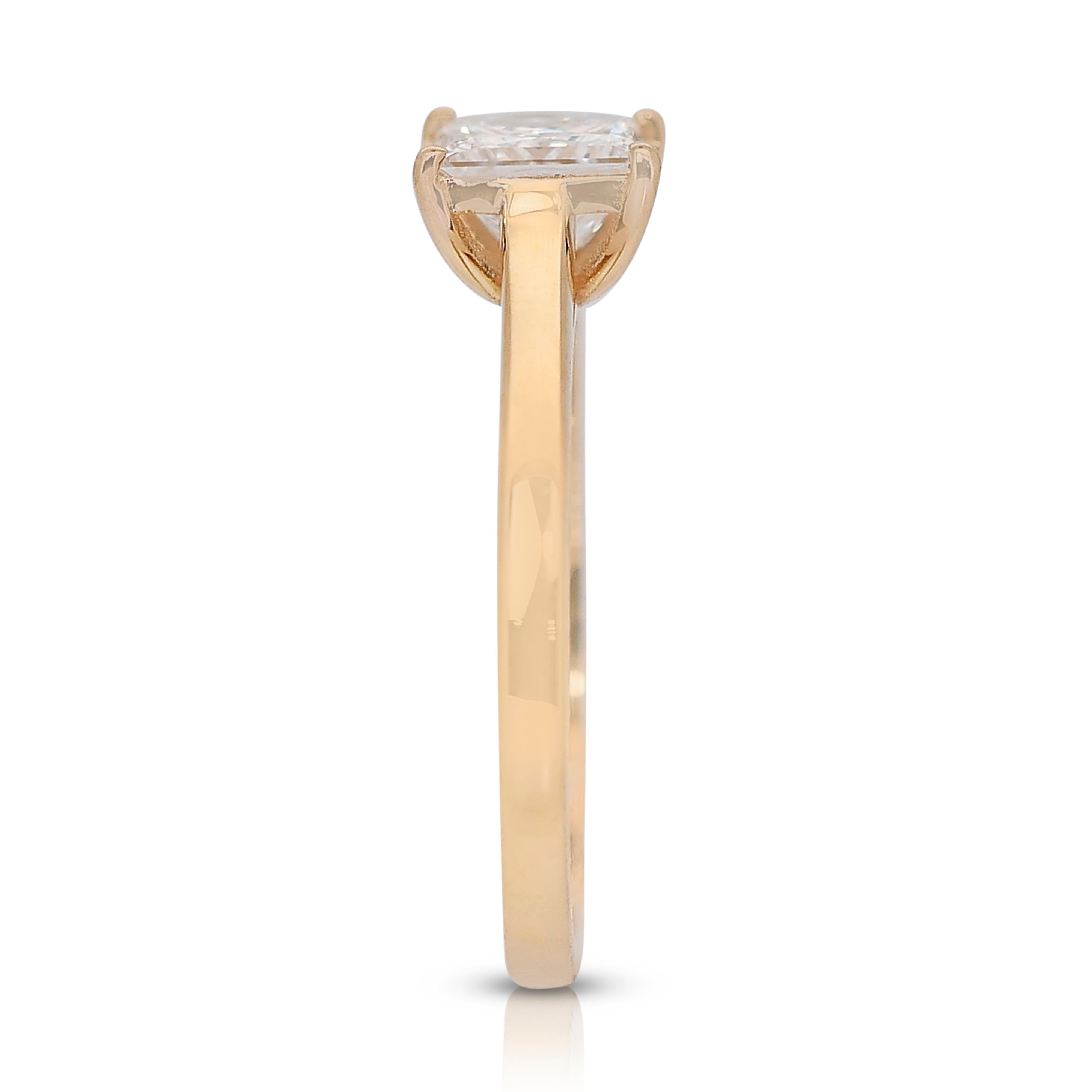 Captivante bague solitaire en or jaune 18k avec 1,00ct de diamant - Certifiée GIA en vente 1